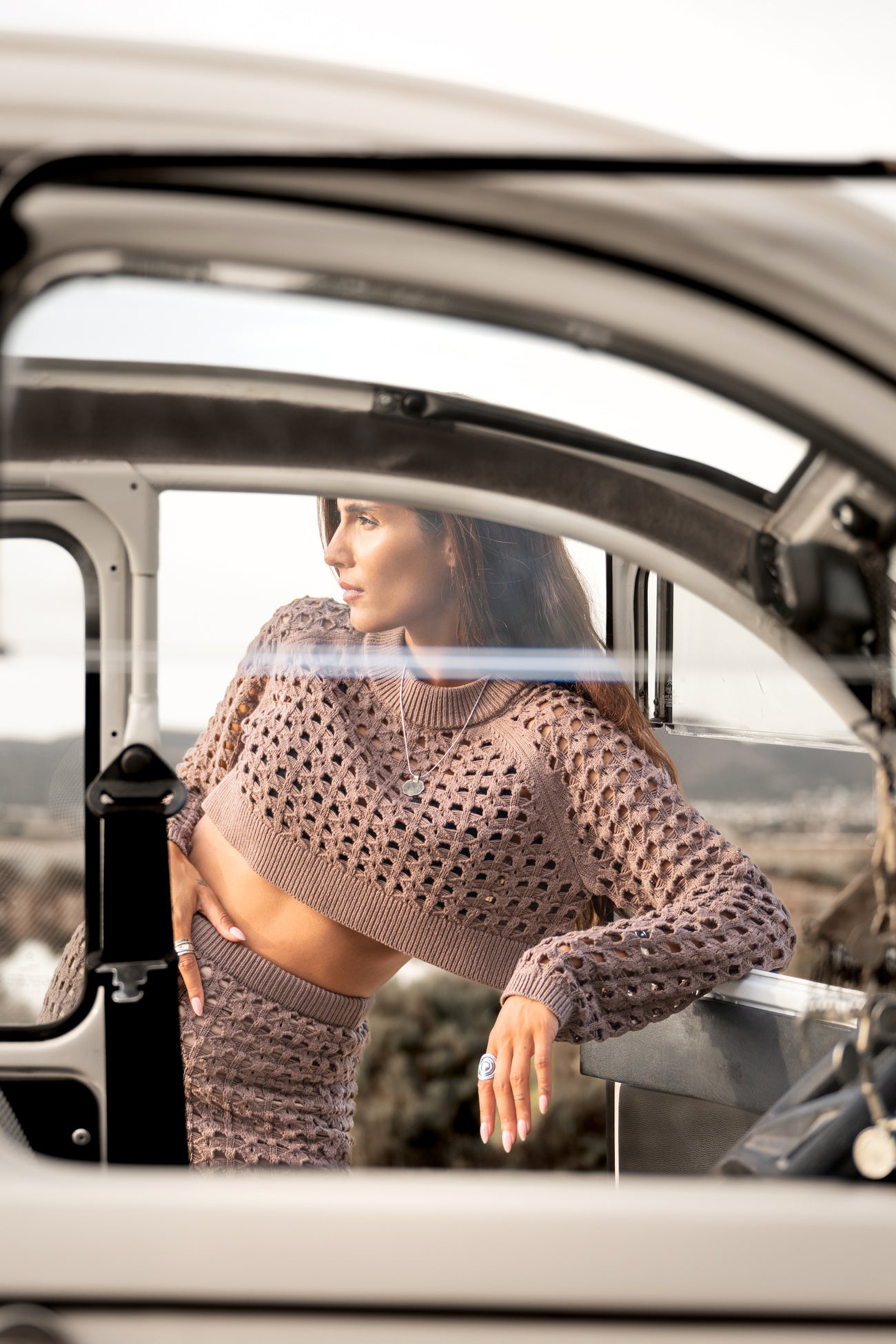 Bohemian top in dark taupe van MOOST Wanted, Brands of Ibiza