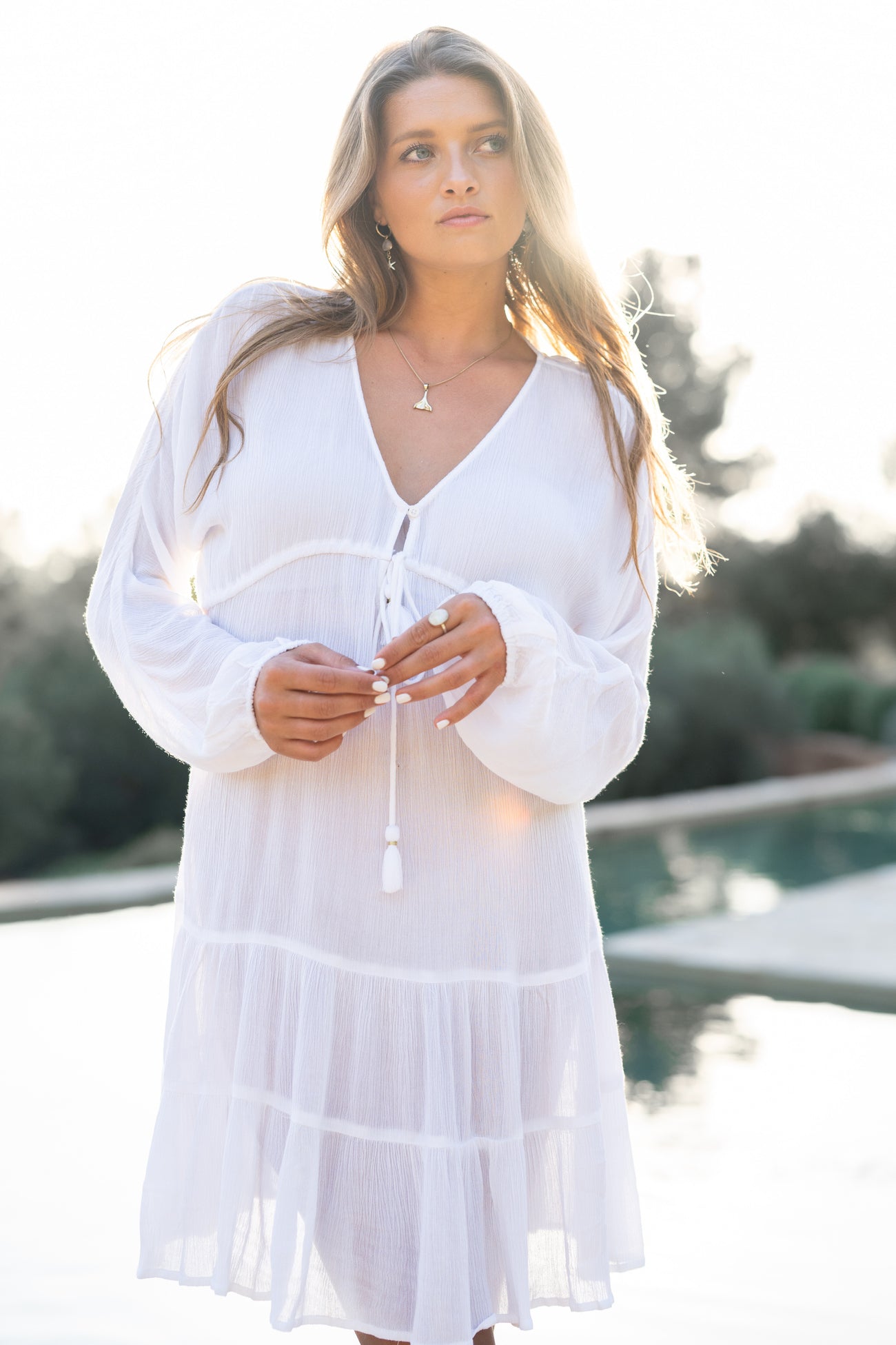 Bohemian jurk in white van ibzmode, Brands of Ibiza