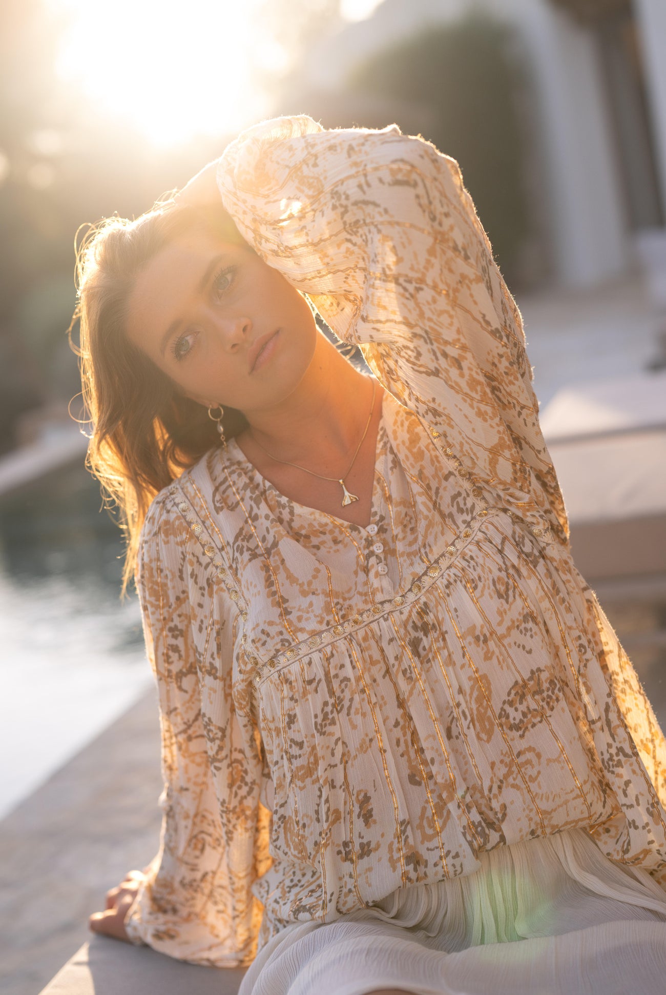 Bohemian blouse in sand van ibzmode, Brands of Ibiza