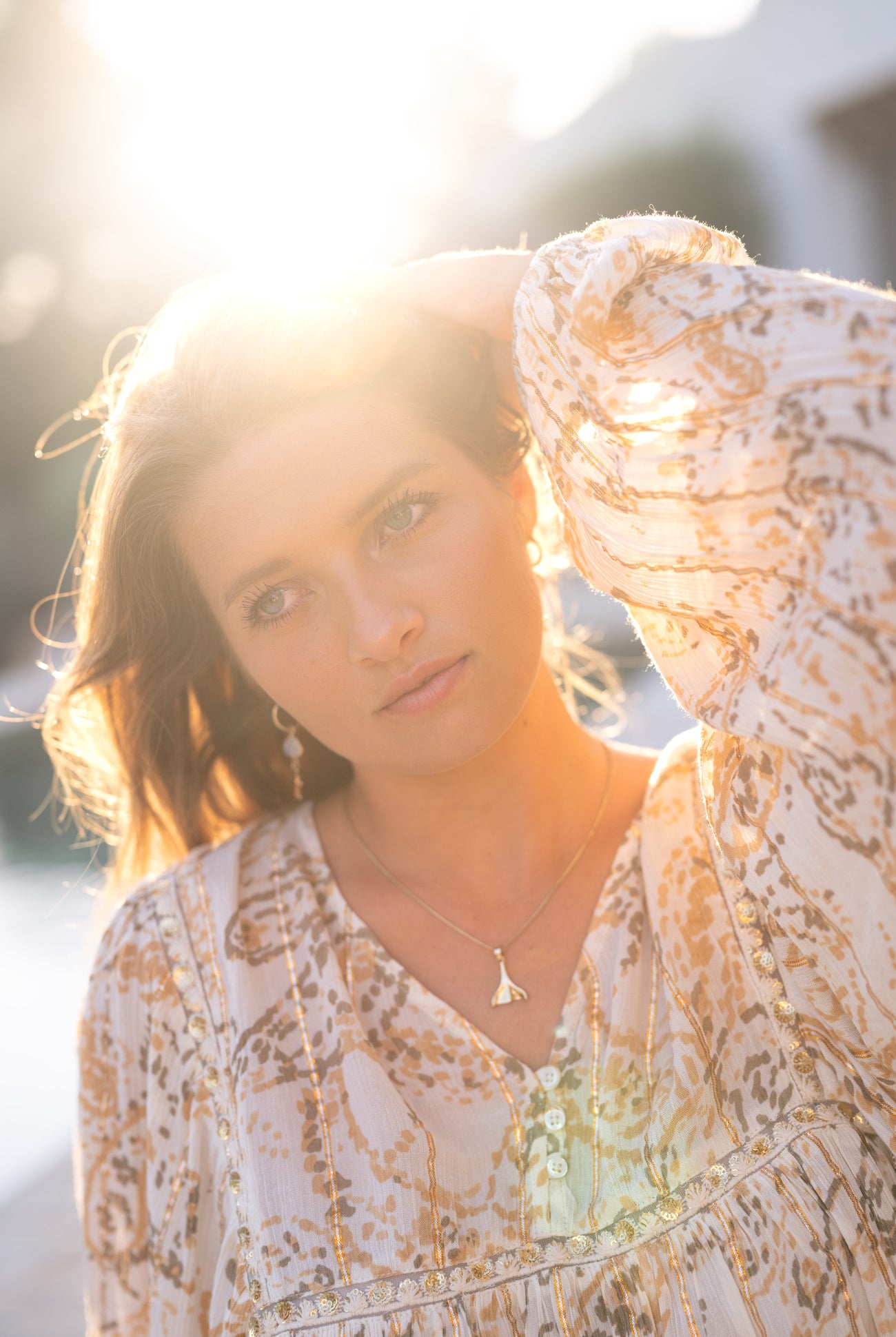 Bohemian blouse in sand van ibzmode, Brands of Ibiza