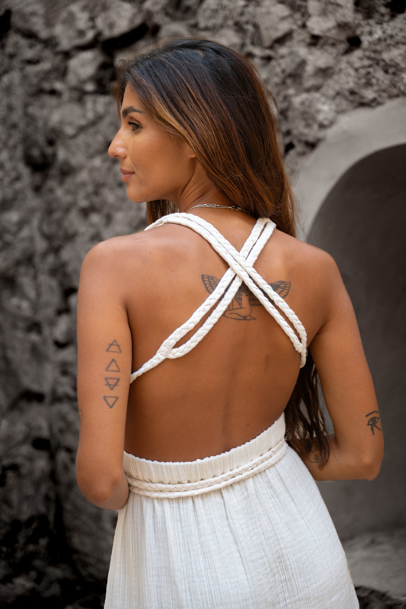 Bohemian jurk in off white van MOOST Wanted, Brands of Ibiza