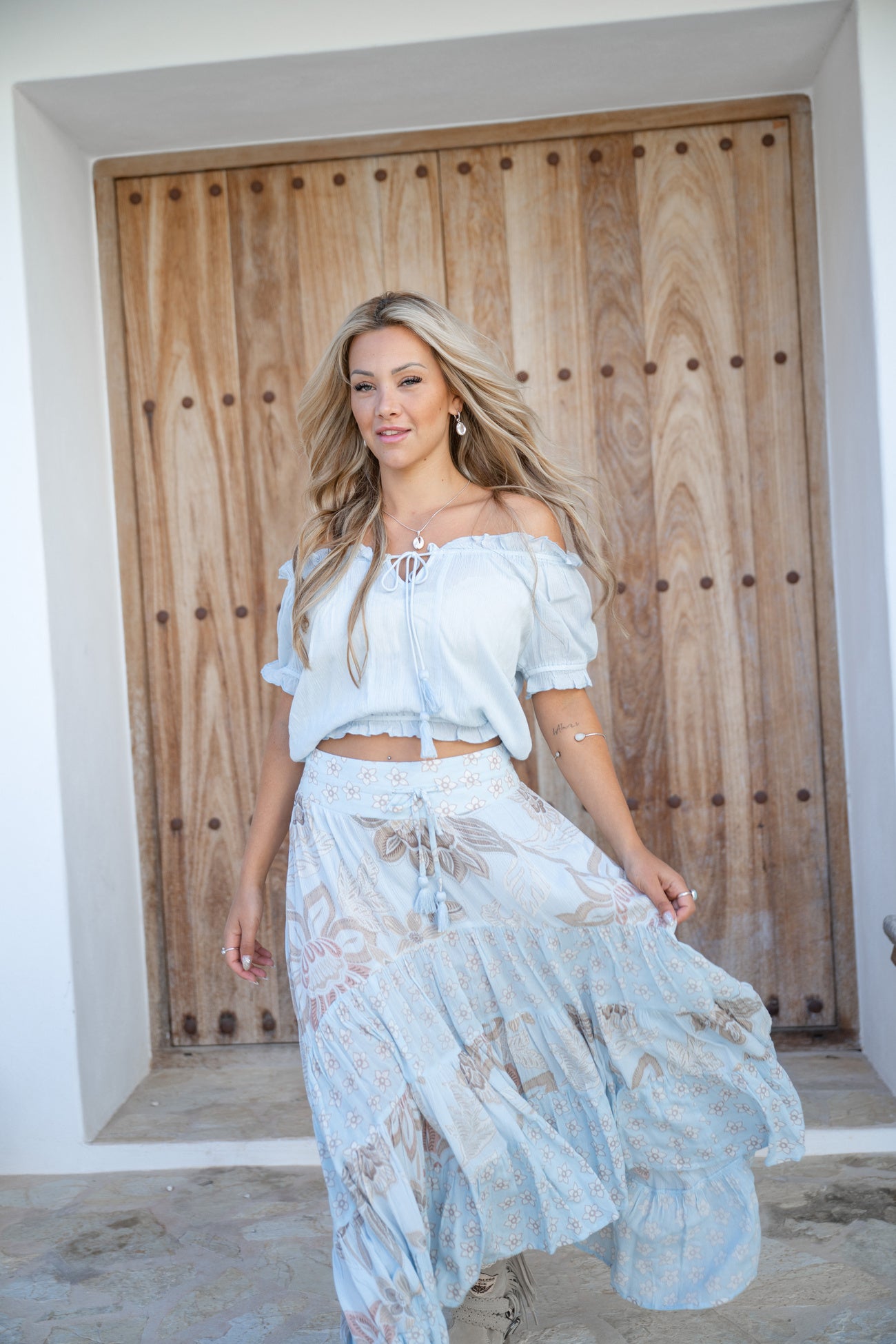 Bohemian rok in pale blue van ibzmode, Brands of Ibiza