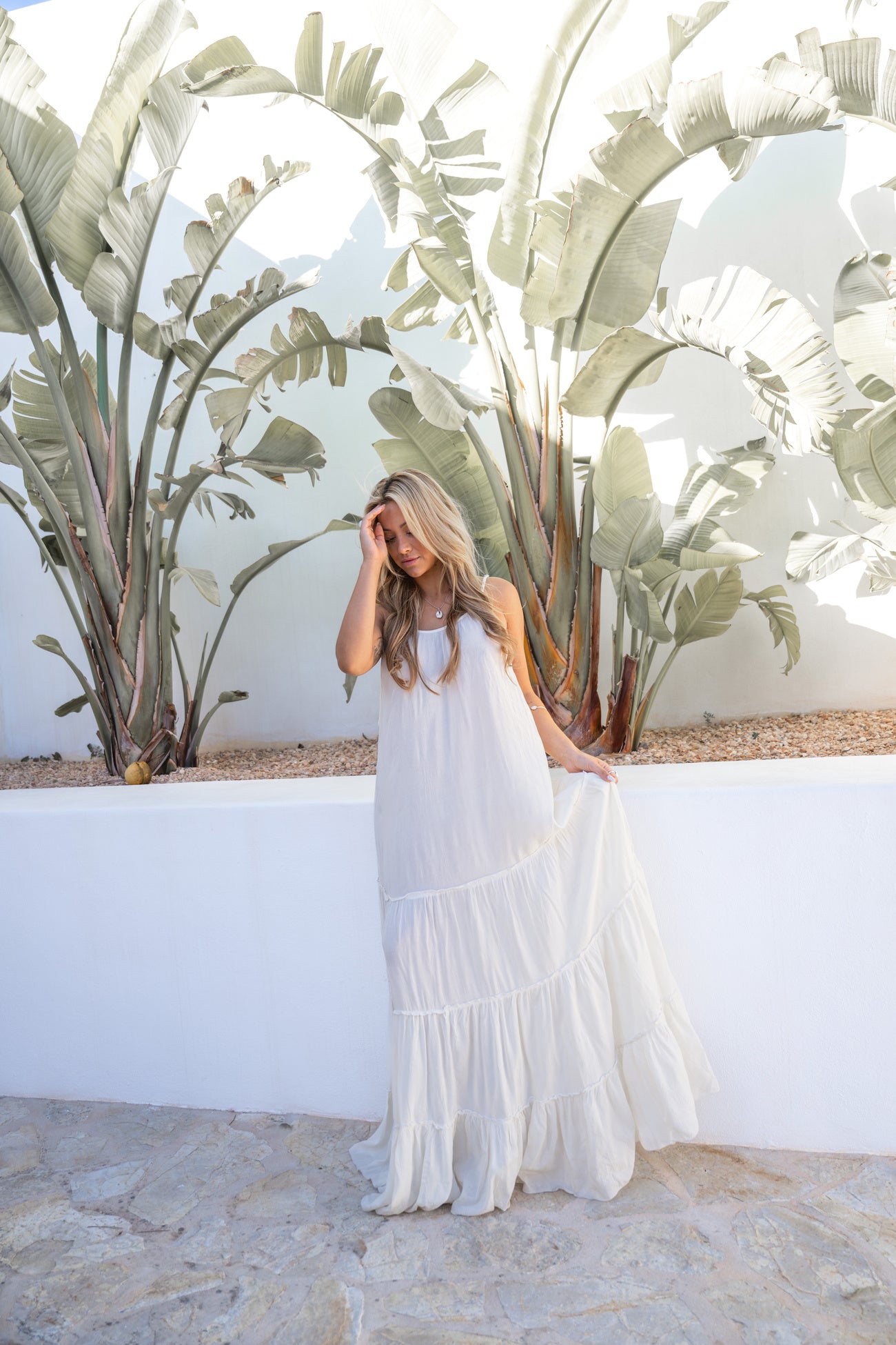 Bohemian jurk in ecru van ibzmode, Brands of Ibiza