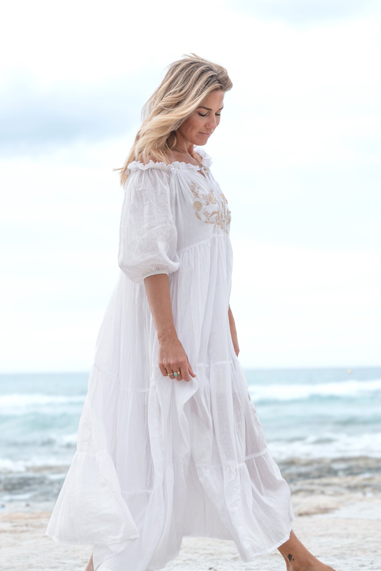 Bohemian jurk in white van ibzmode, Brands of Ibiza