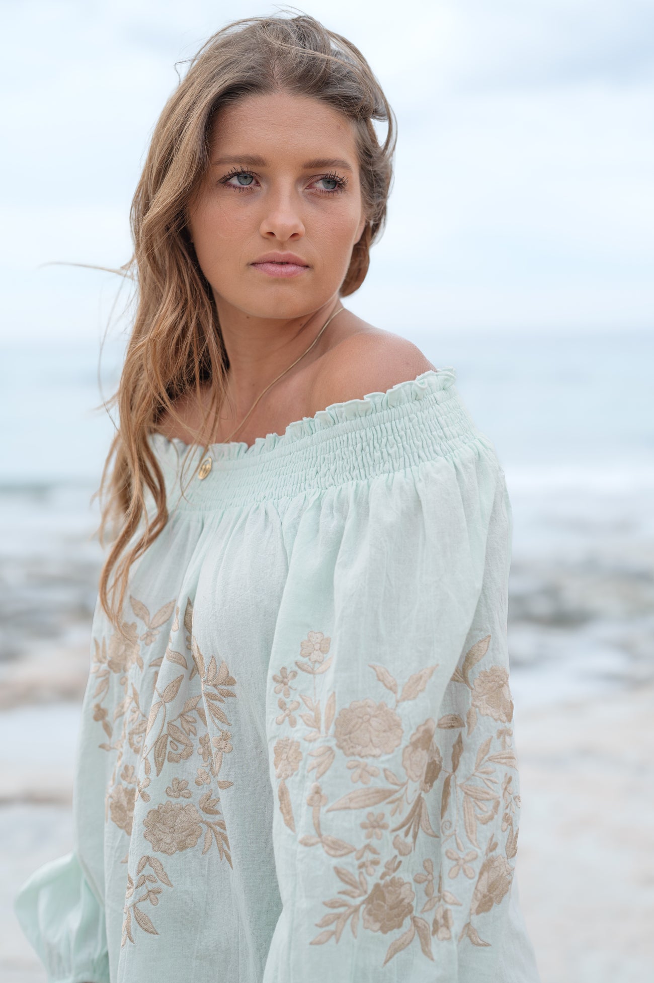 Bohemian blouse in mint van ibzmode, Brands of Ibiza