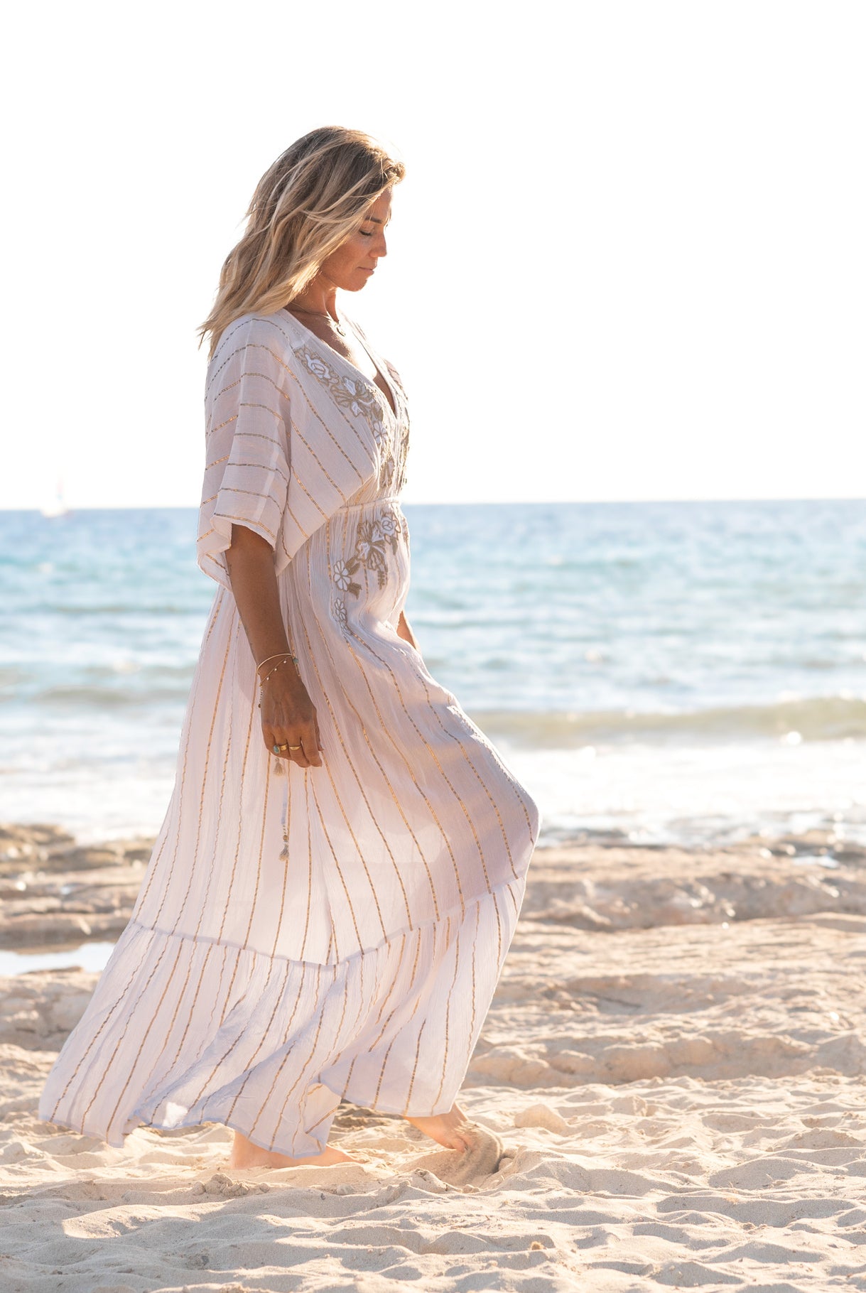 Bohemian jurk in white van ibzmode, Brands of Ibiza