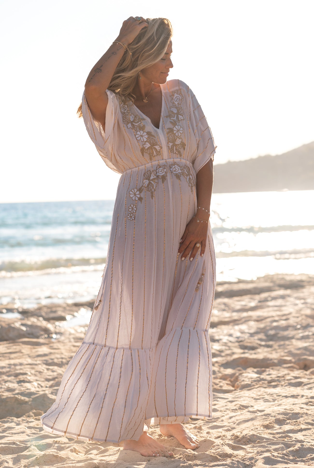Bohemian jurk in white van ibzmode, Brands of Ibiza