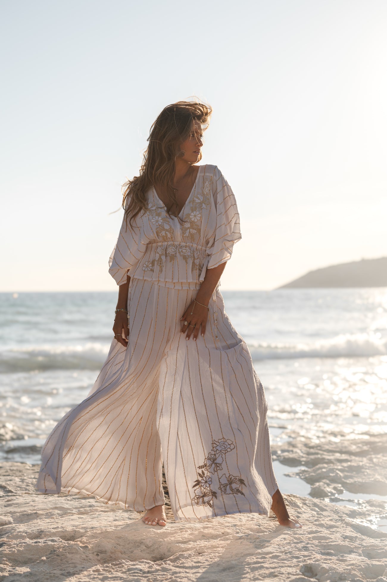 Bohemian top in white van ibzmode, Brands of Ibiza