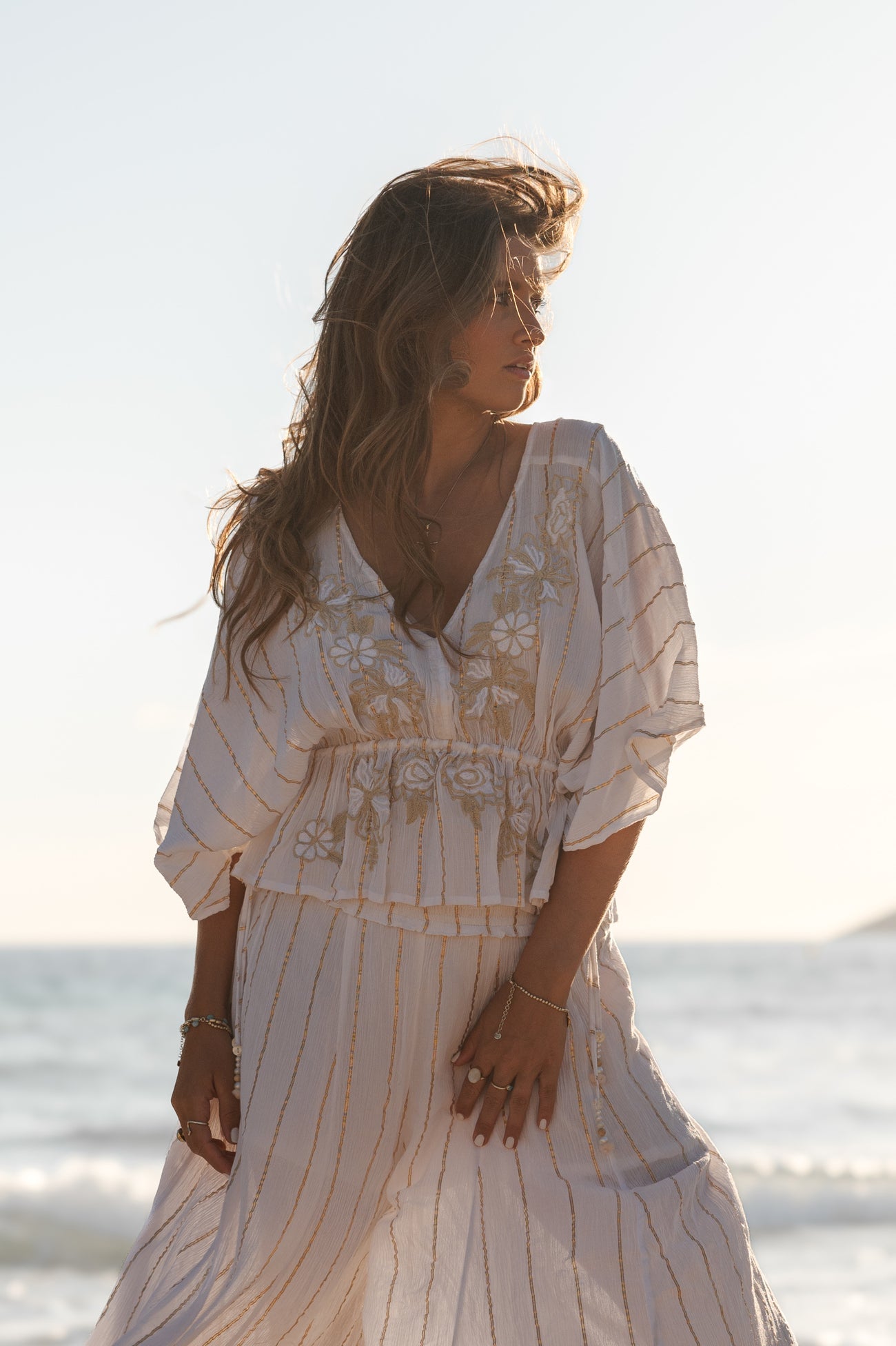 Bohemian top in white van ibzmode, Brands of Ibiza