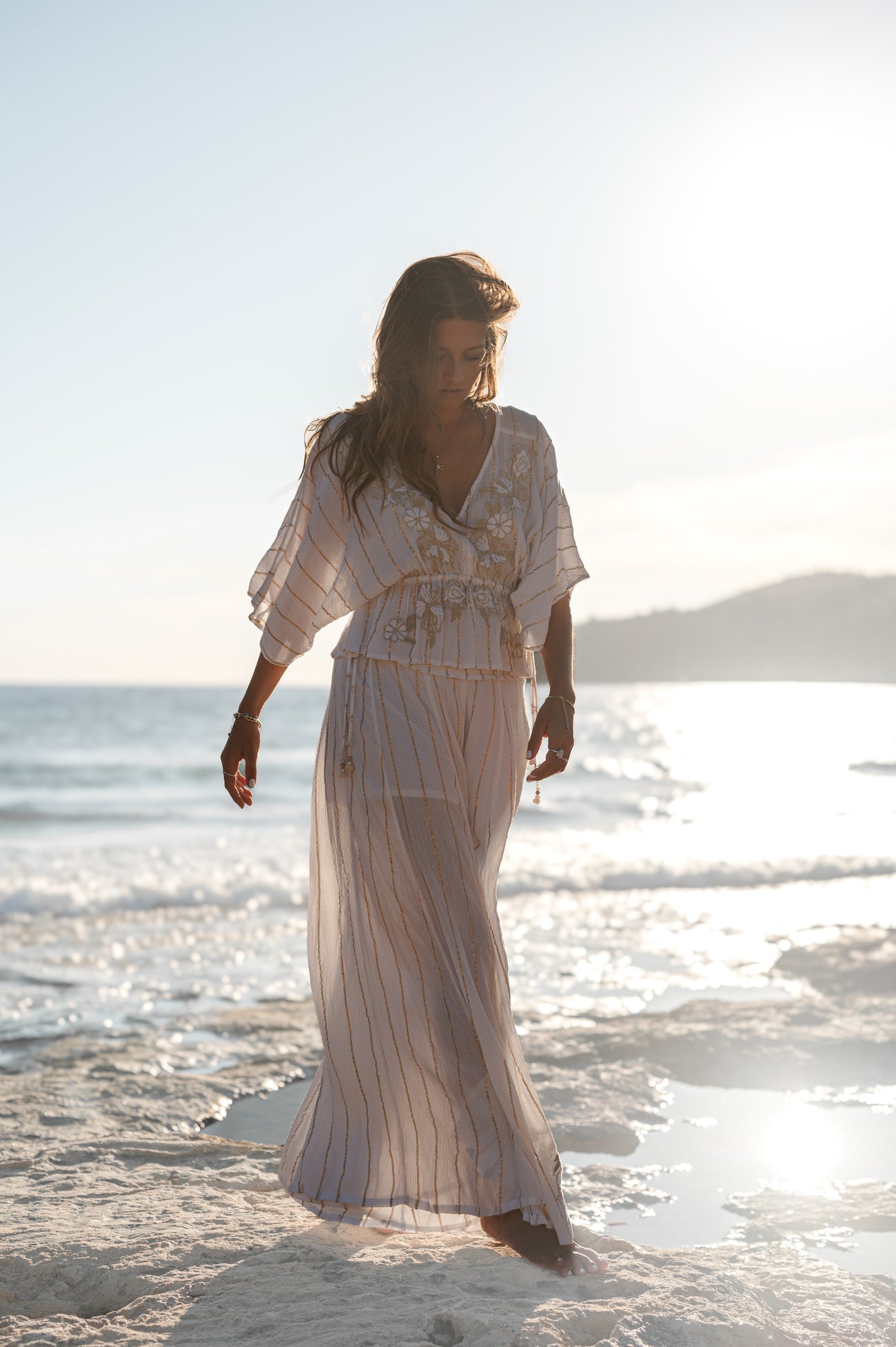Bohemian top in white van ibzmode, Brands of Ibiza