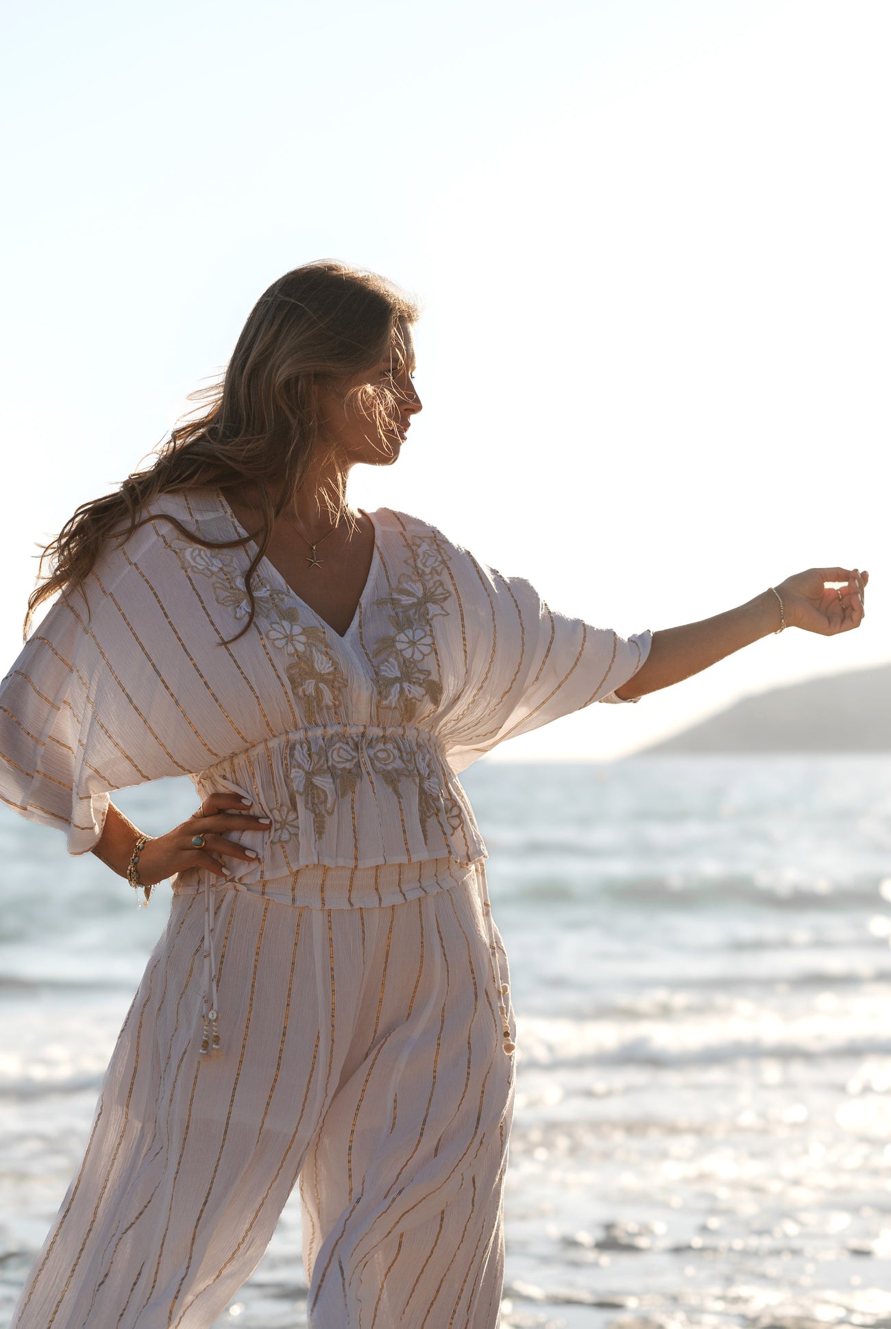 Bohemian top in white van ibzmode, Brands of Ibiza