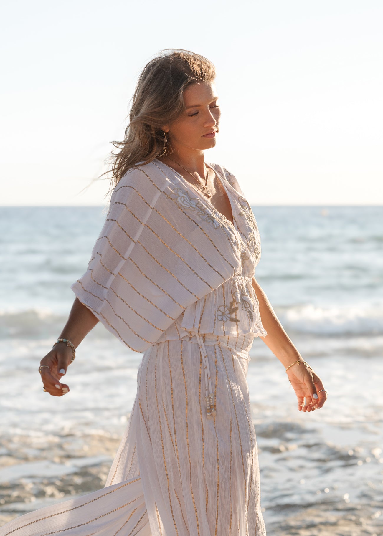 Bohemian top in white van ibzmode, Brands of Ibiza