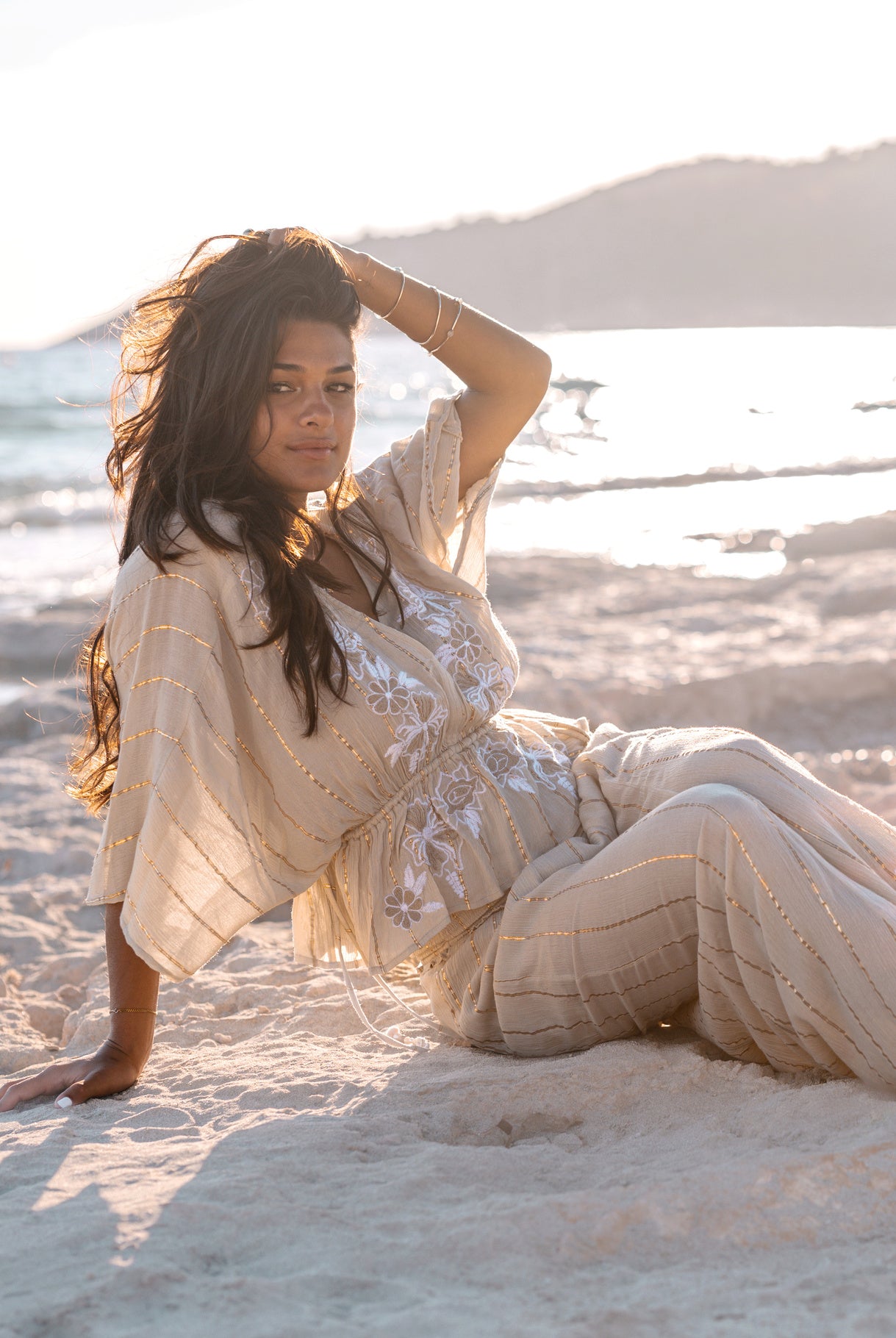 Bohemian top in sand van ibzmode, Brands of Ibiza