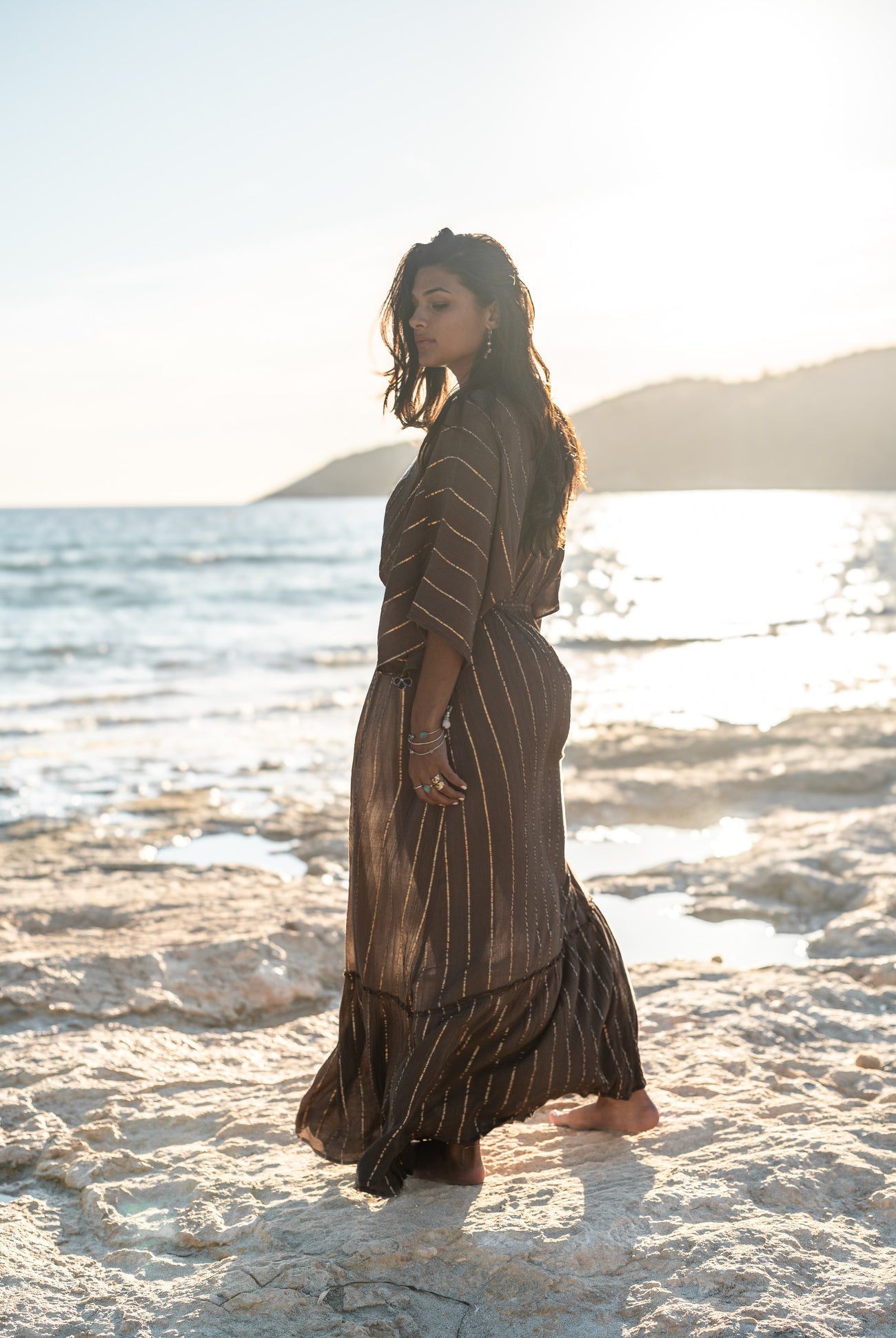Bohemian jurk in taupe van ibzmode, Brands of Ibiza