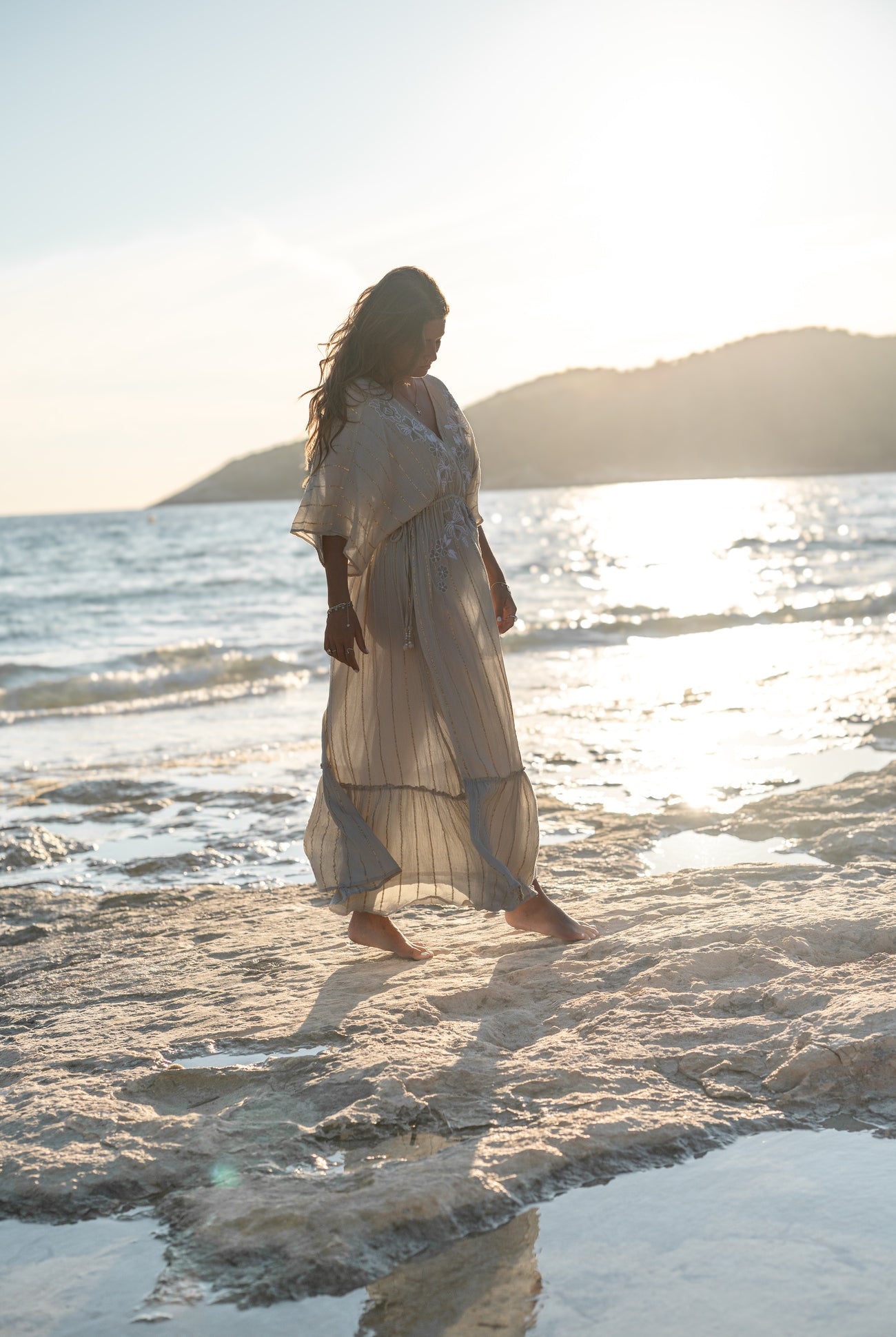 Bohemian jurk in sand van ibzmode, Brands of Ibiza
