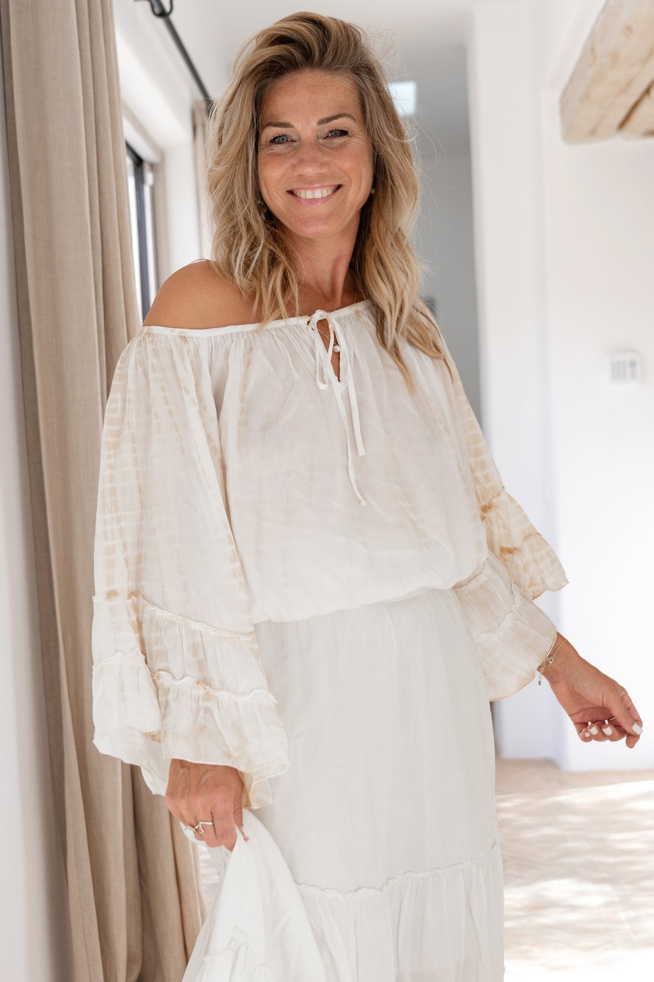 Bohemian blouse in powder tie dye van ibzmode, Brands of Ibiza