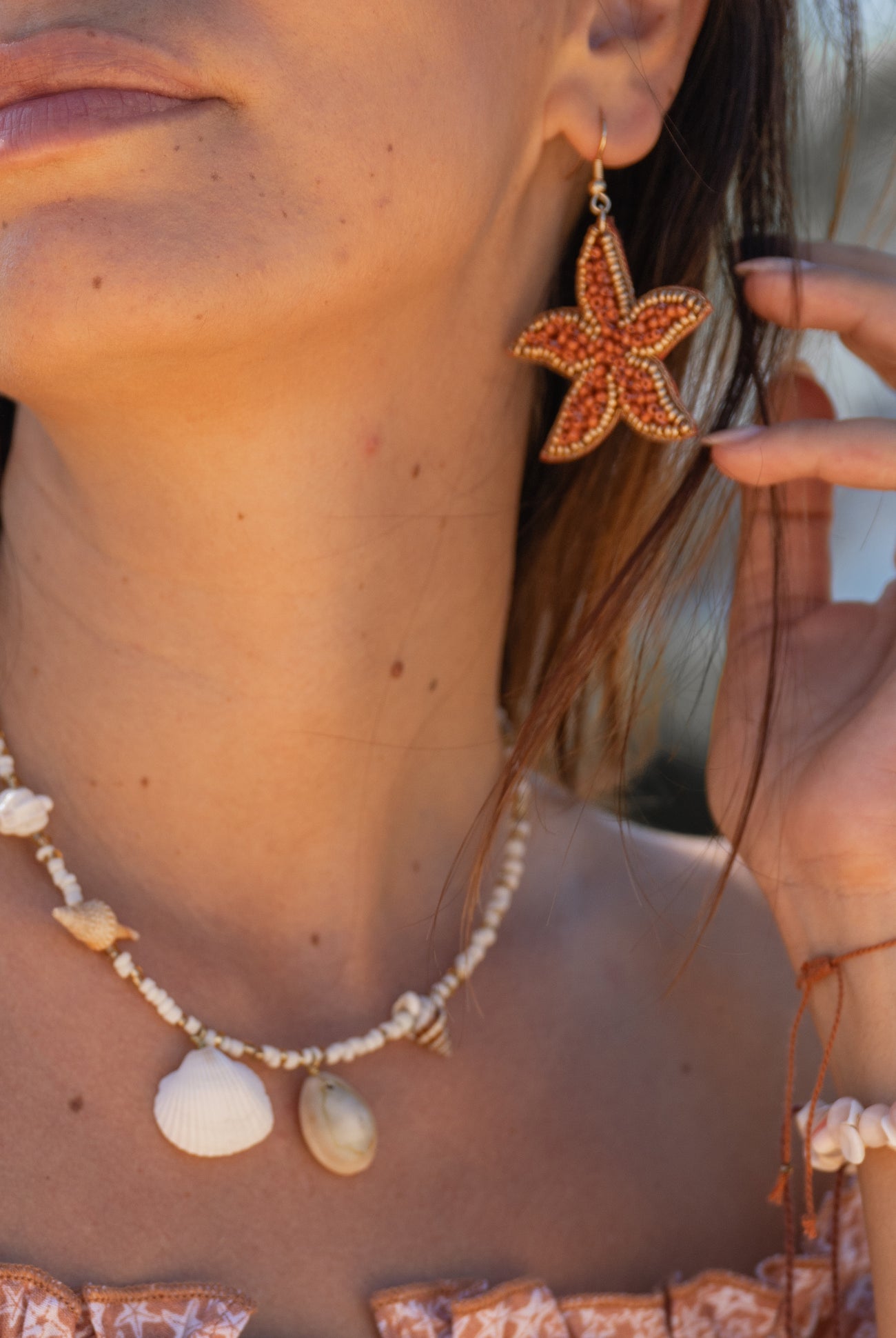 Isla Ibiza Bonita earrings Arenita terra star shape with terracotta beads