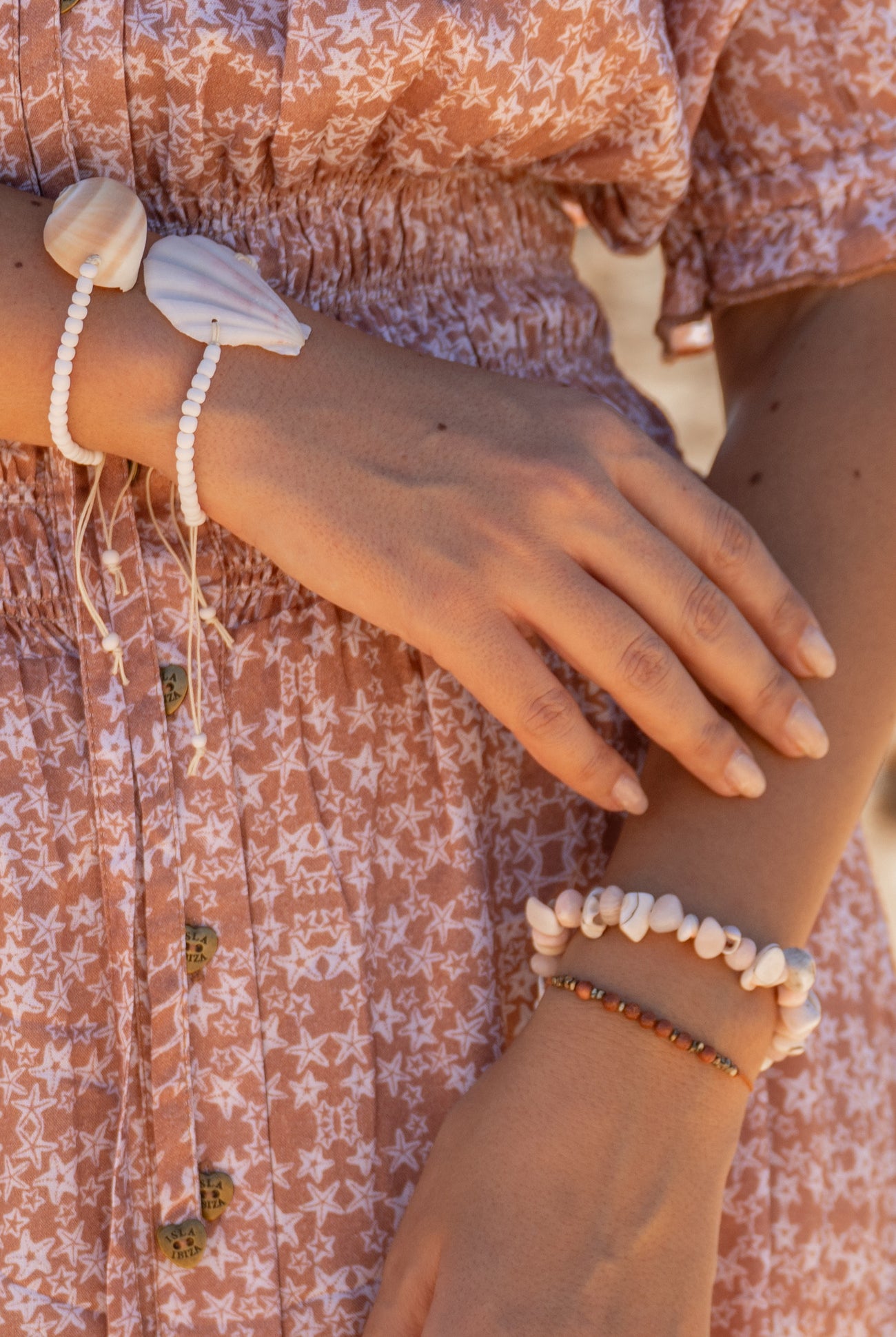 Isla Ibiza Bonita bracelet Ondina terra with round beads and adjustable cord