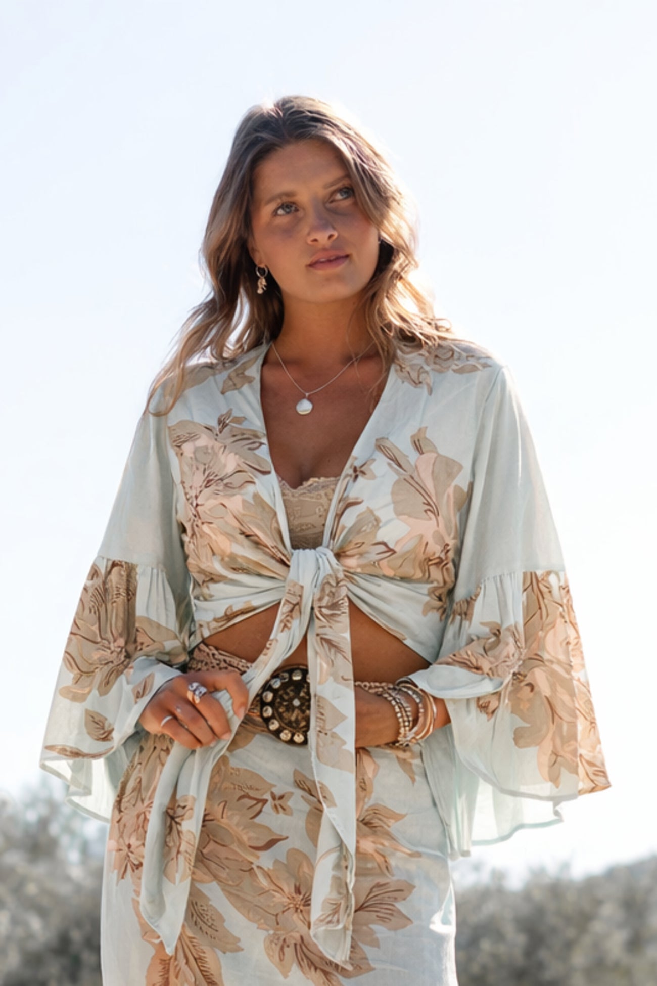 Ibizamode Wrap Top Marcia Isalea Mint floral wrap blouse