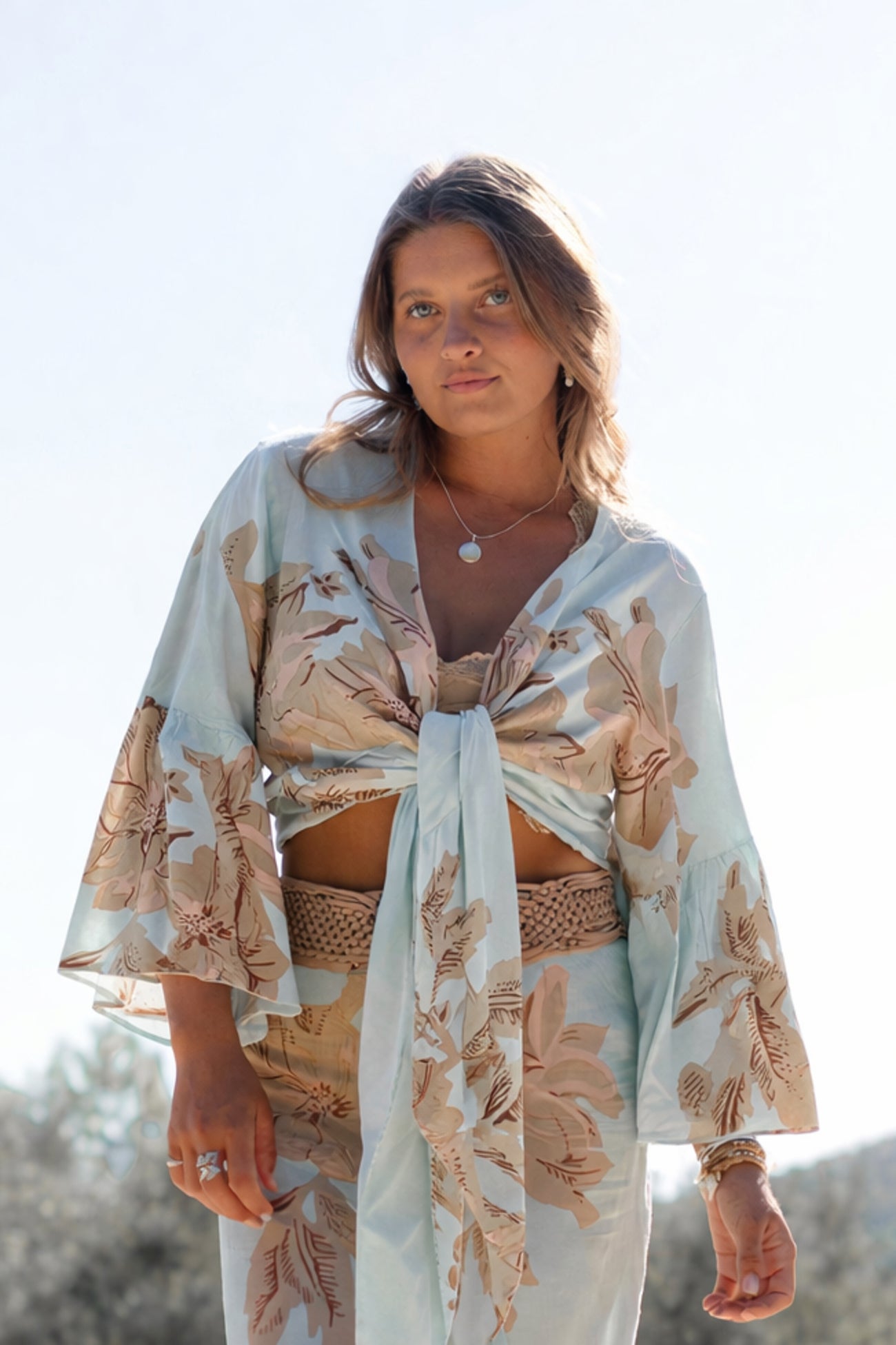 Ibizamode Wrap Top Marcia Isalea Mint floral wrap blouse