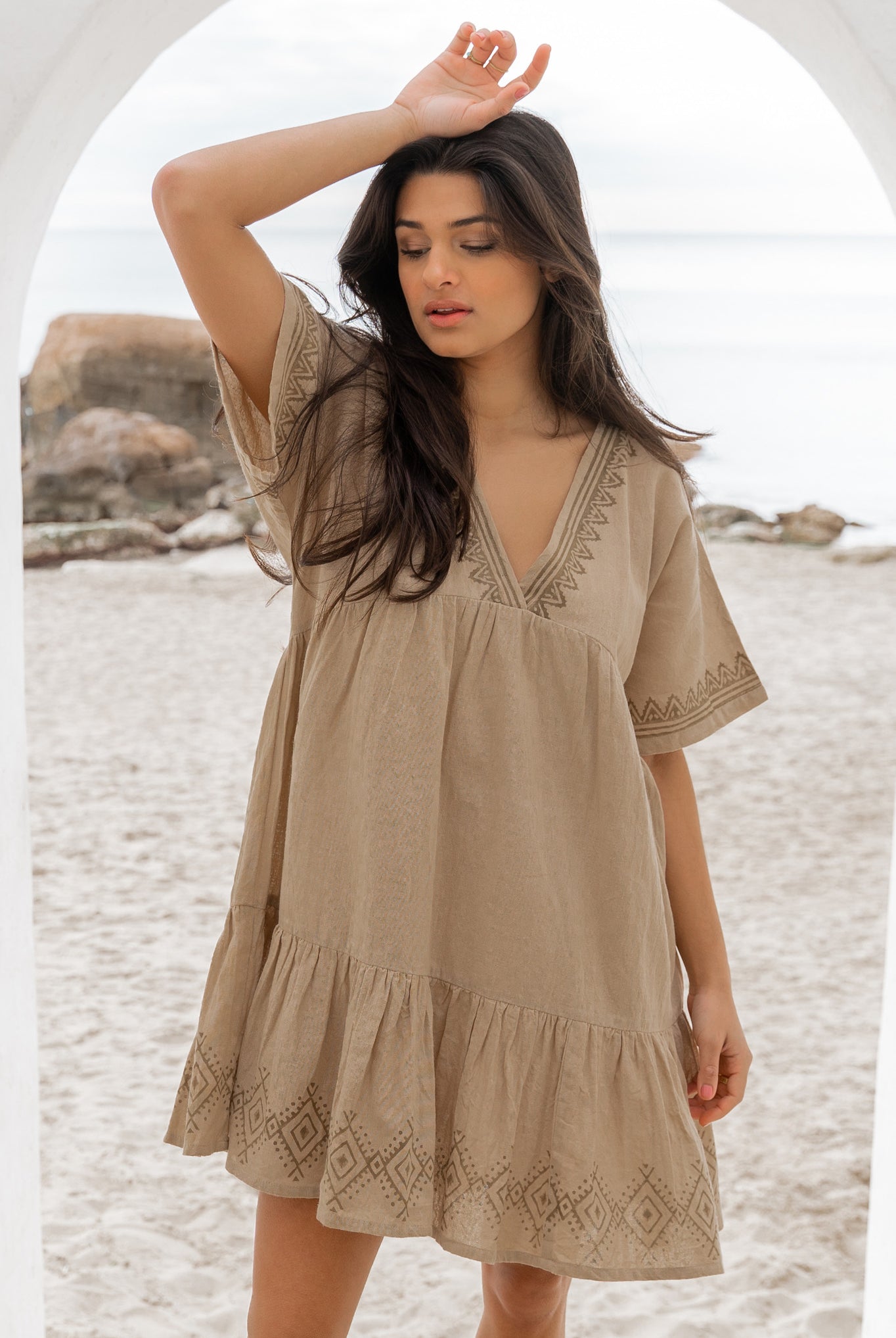 Bohemian dress in sand from ibzmode, Brands of Ibiza