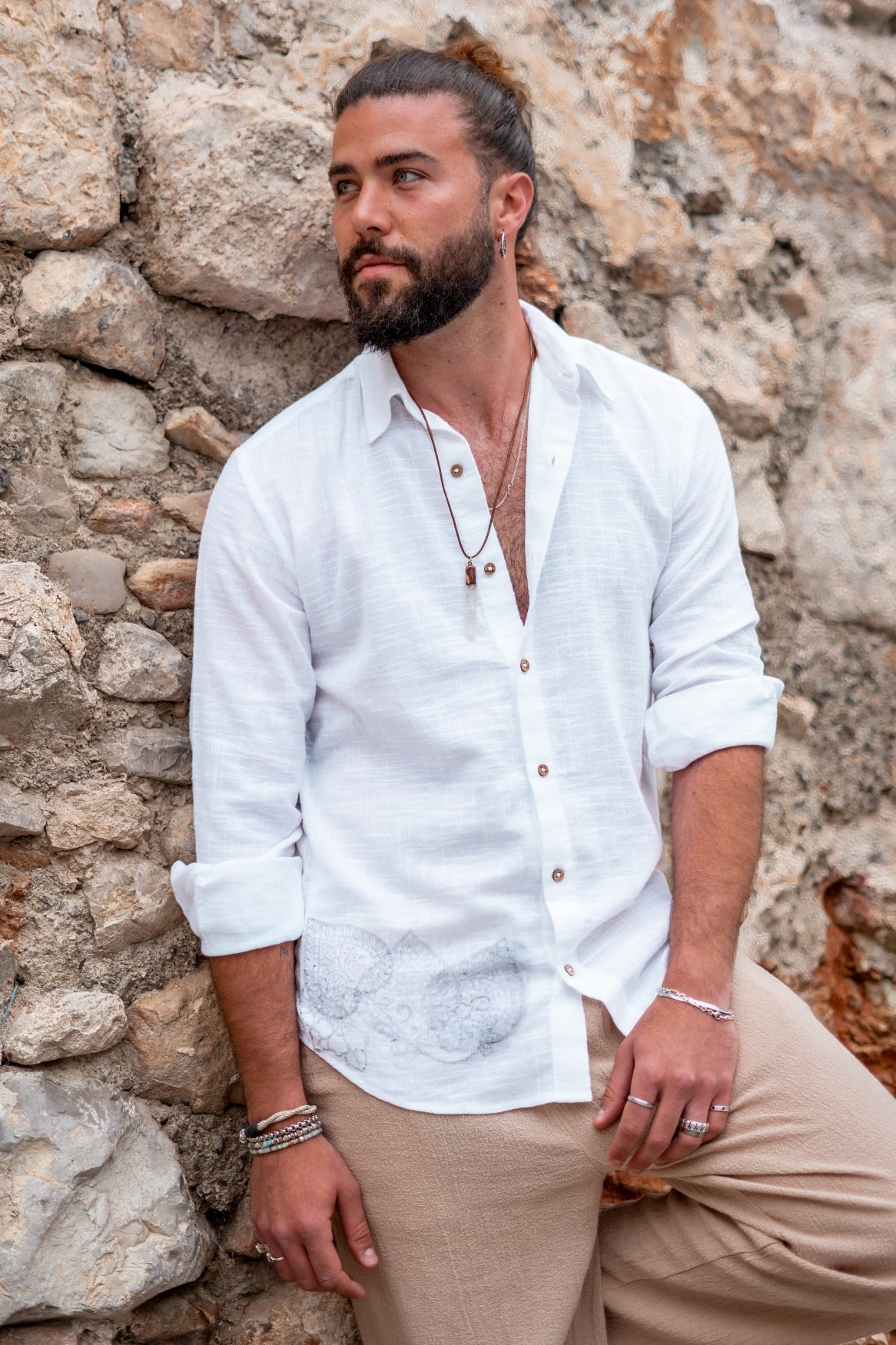 Bohemian blouse in white van ibzmode, Brands of Ibiza