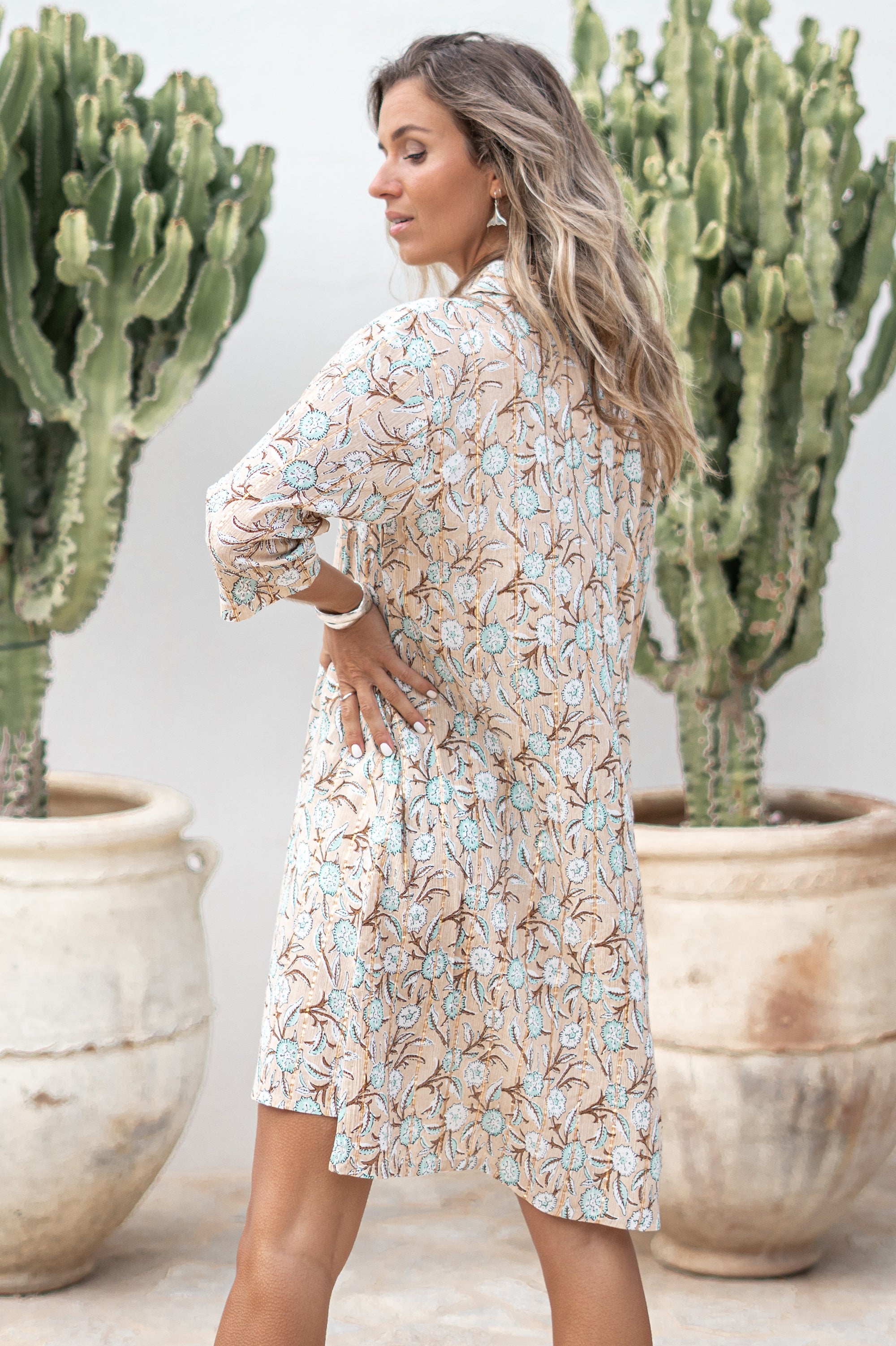 Bohemian blouse in sand van ibzmode, Brands of Ibiza