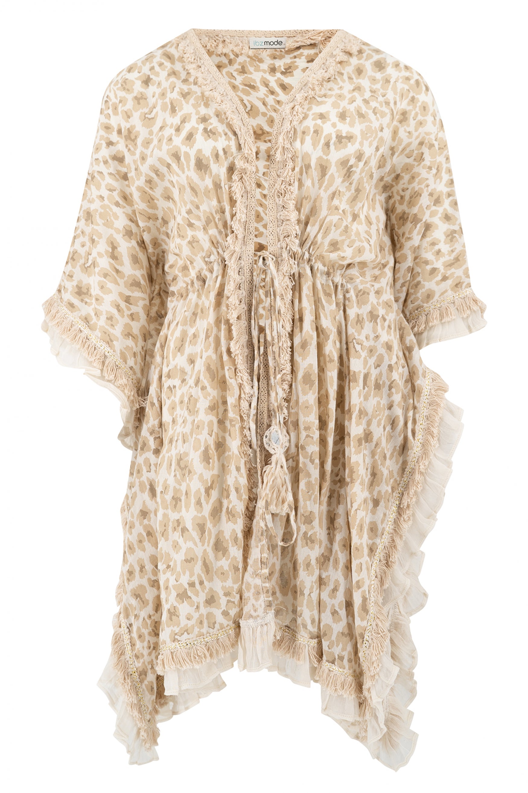 Bohemian kimono in leopard natural van ibzmode, Brands of Ibiza