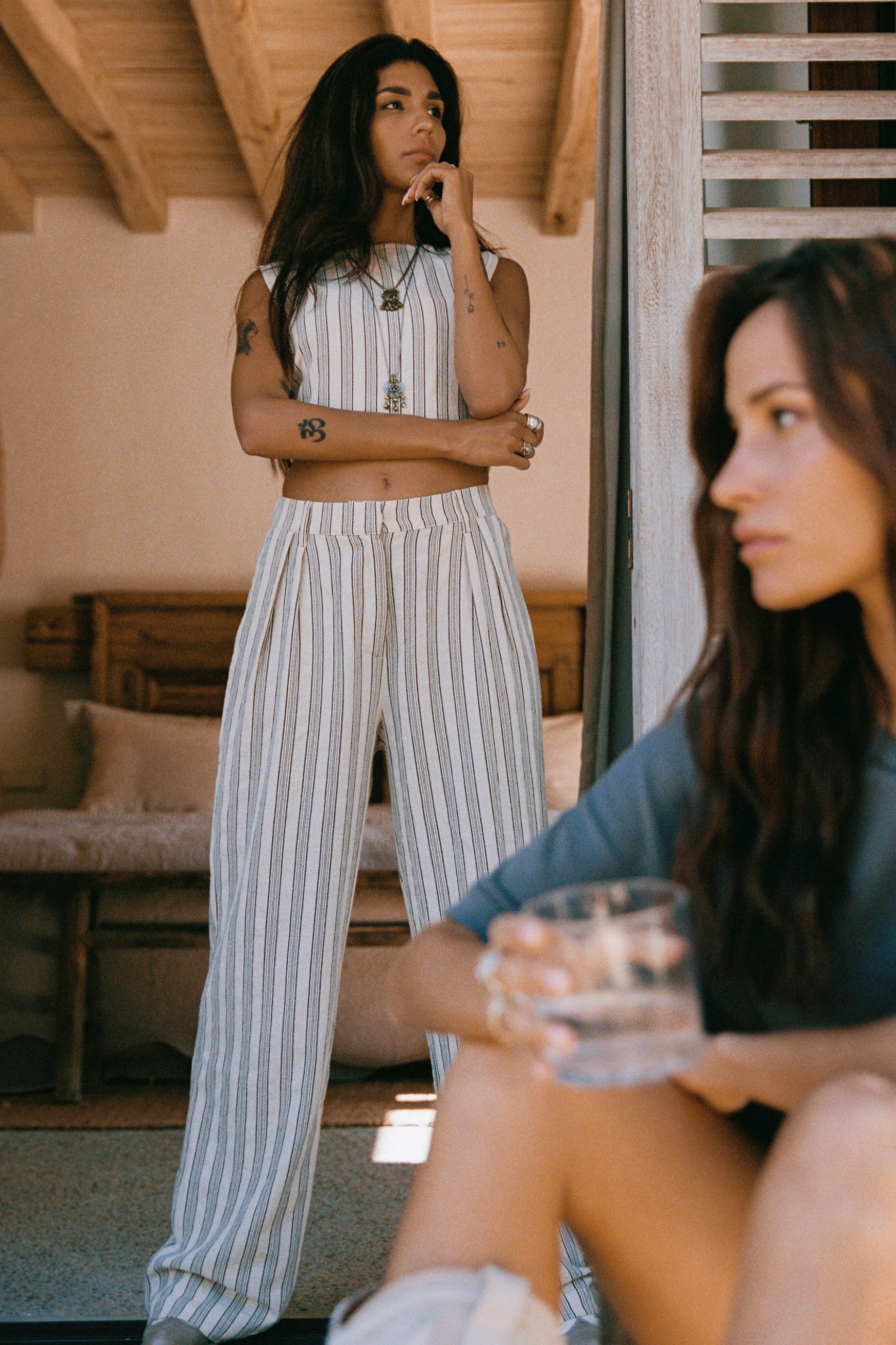 Bohemian broek in stripe beige/black van MOOST Wanted, Brands of Ibiza