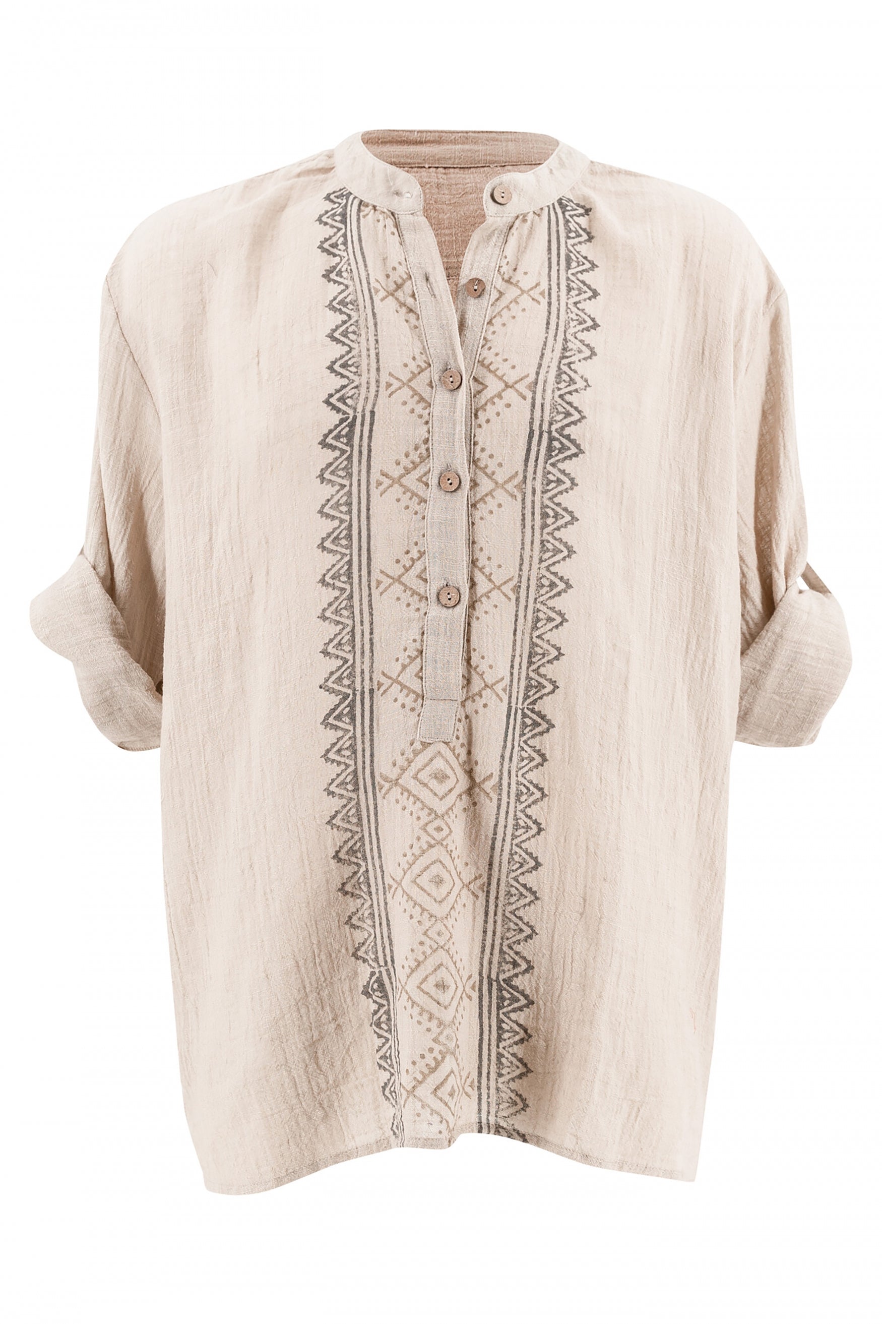 Bohemian blouse in beige van ibzmode, Brands of Ibiza