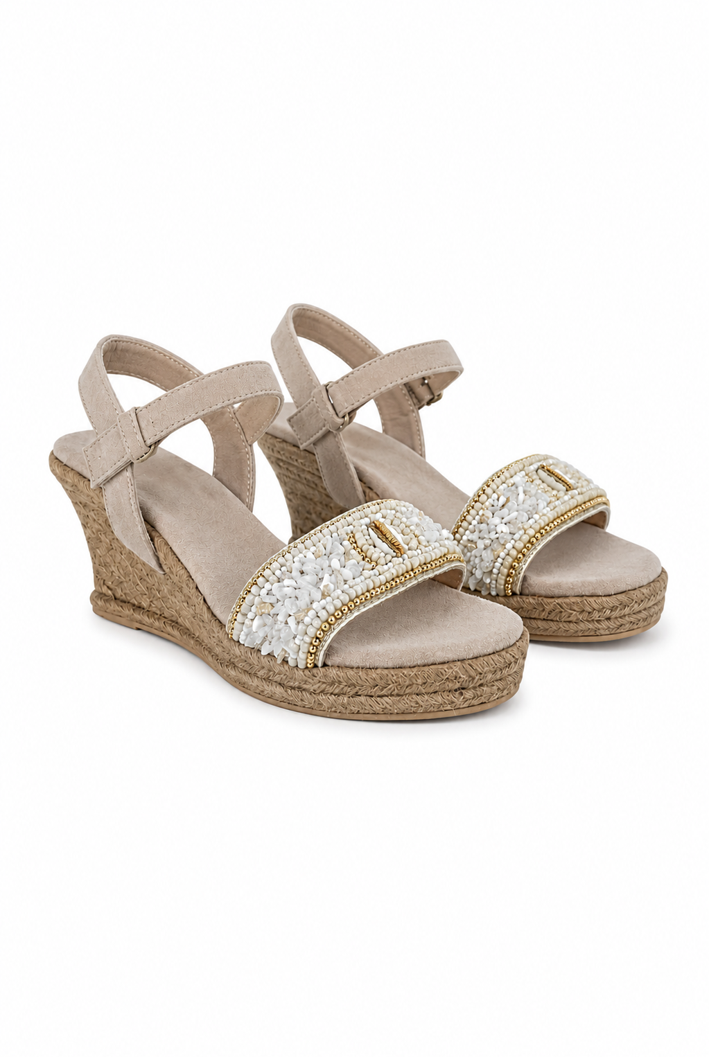 Ibzmode Wedge Laya White bohemian wedge sandal