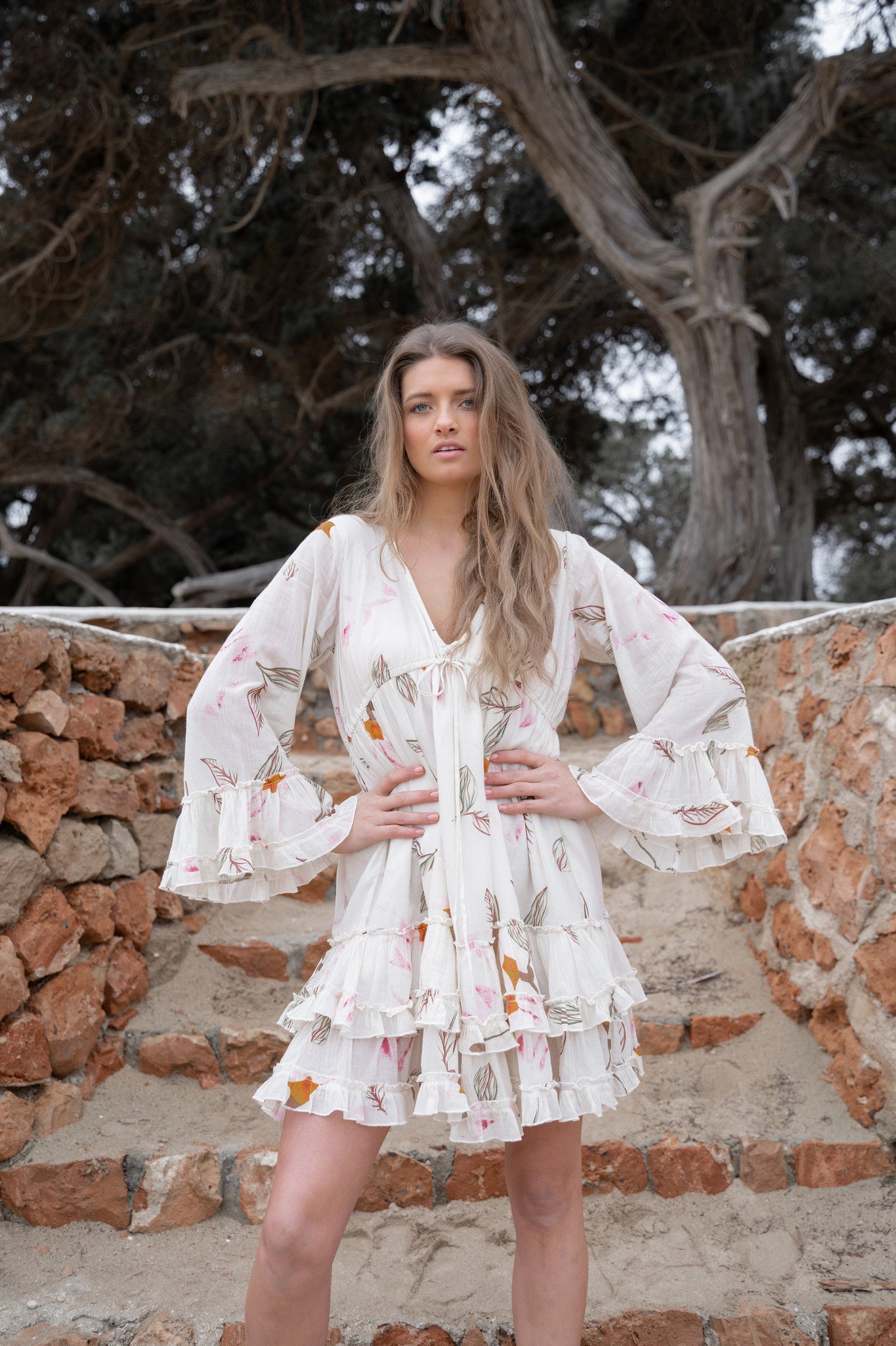 Bohemian jurk in beige van ibzmode, Brands of Ibiza