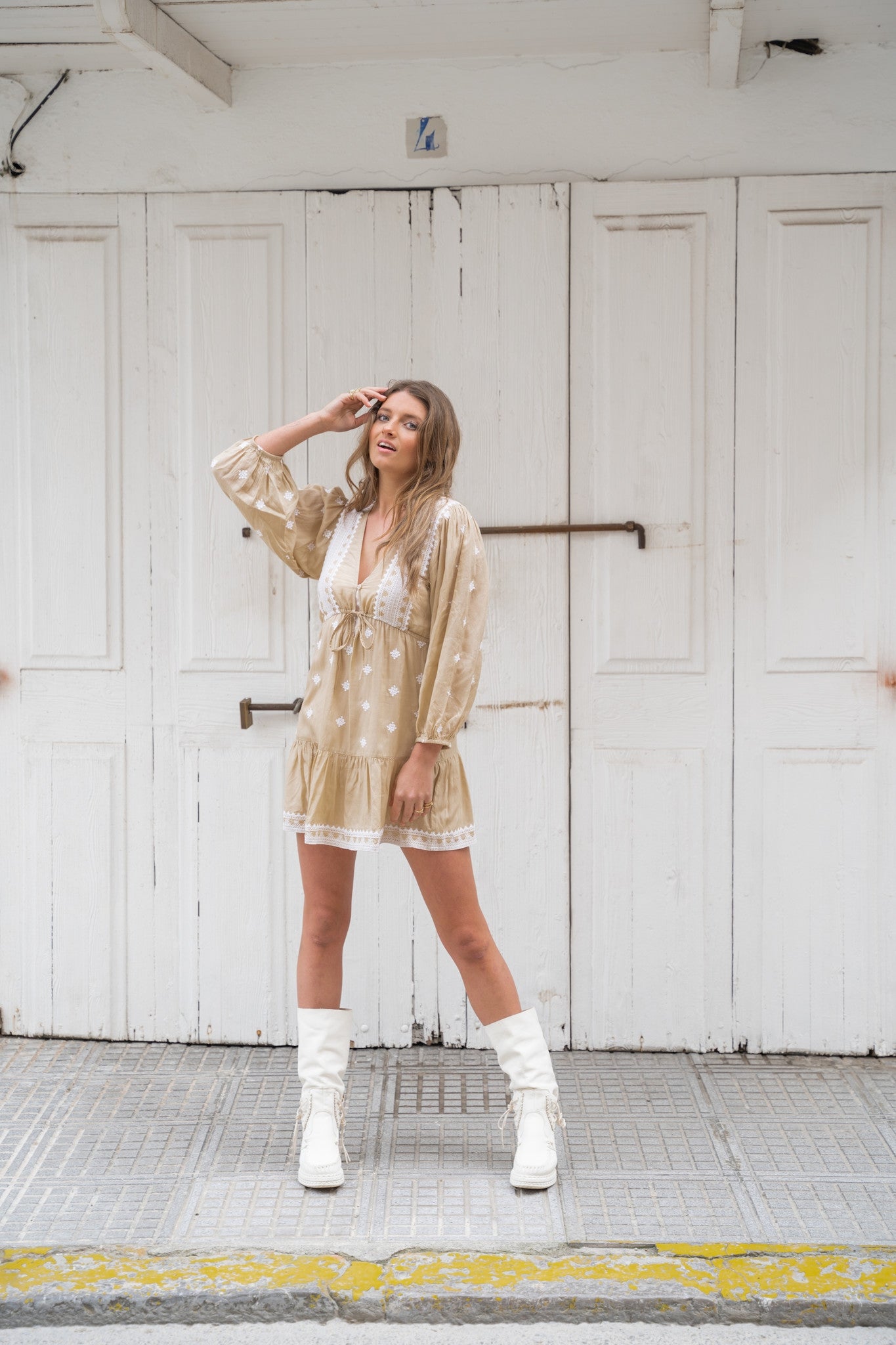 Bohemian jurk in sand van ibzmode, Brands of Ibiza