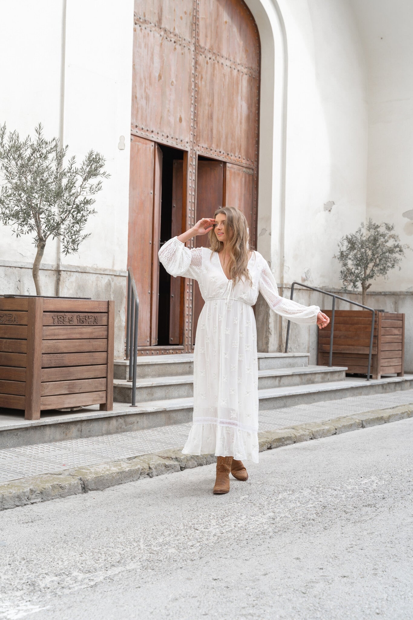 Bohemian jurk in white van ibzmode, Brands of Ibiza