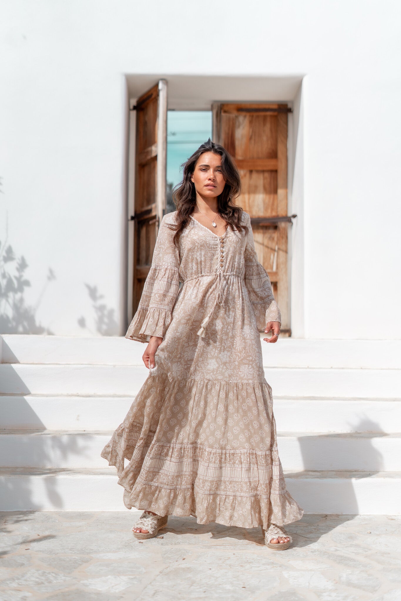 Bohemian jurk in natural van ibzmode, Brands of Ibiza