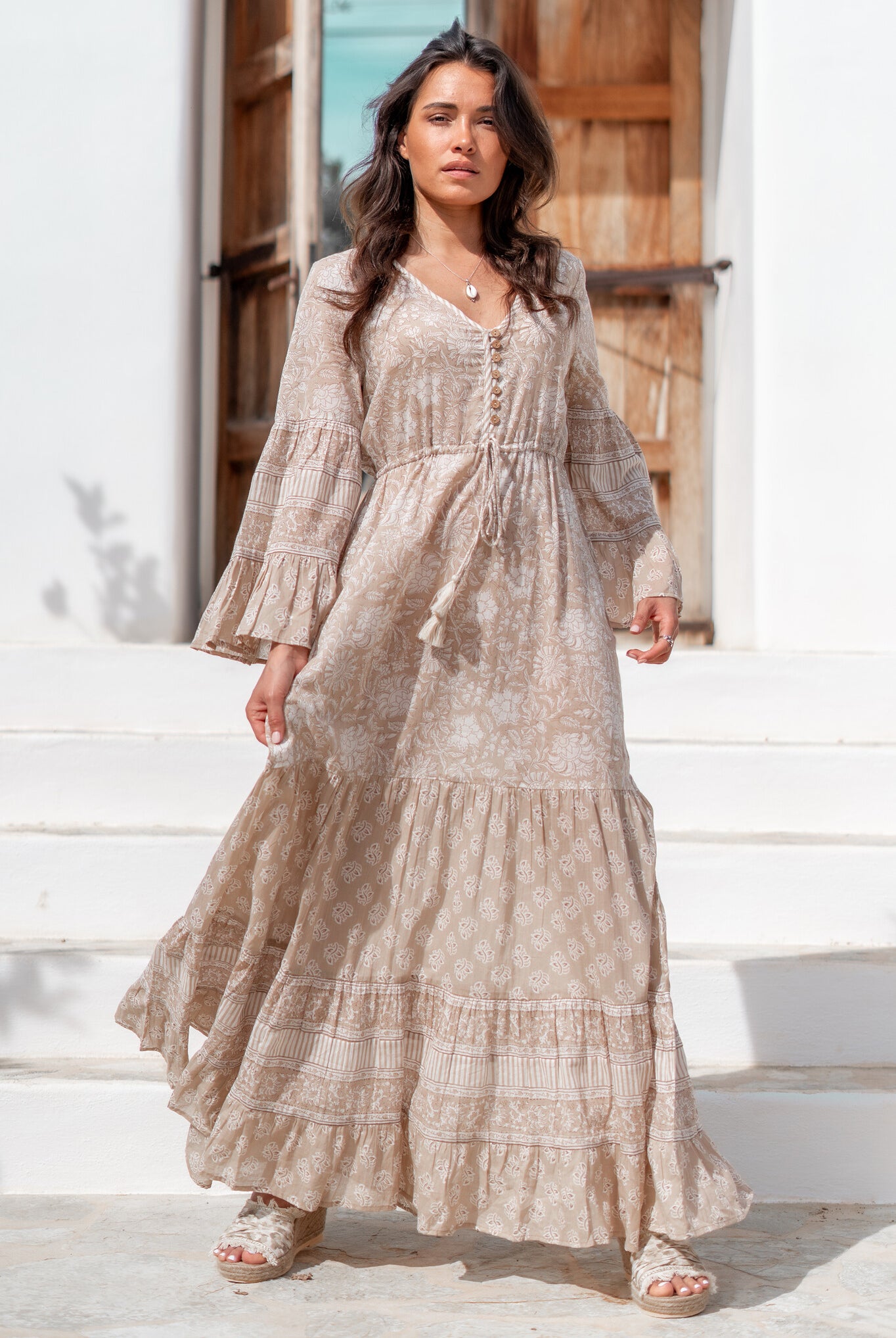 Bohemian jurk in natural van ibzmode, Brands of Ibiza