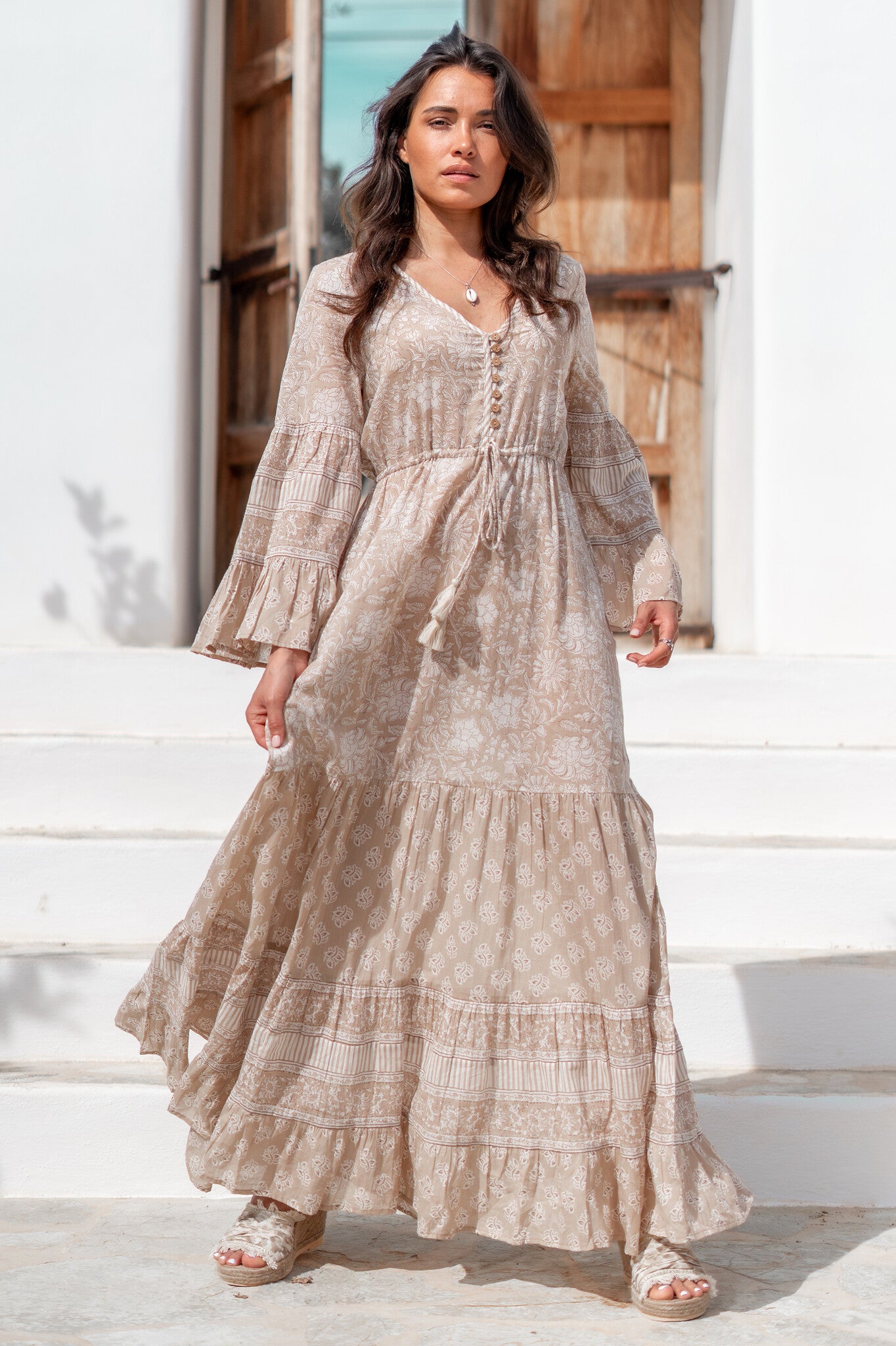 Bohemian jurk in natural van ibzmode, Brands of Ibiza