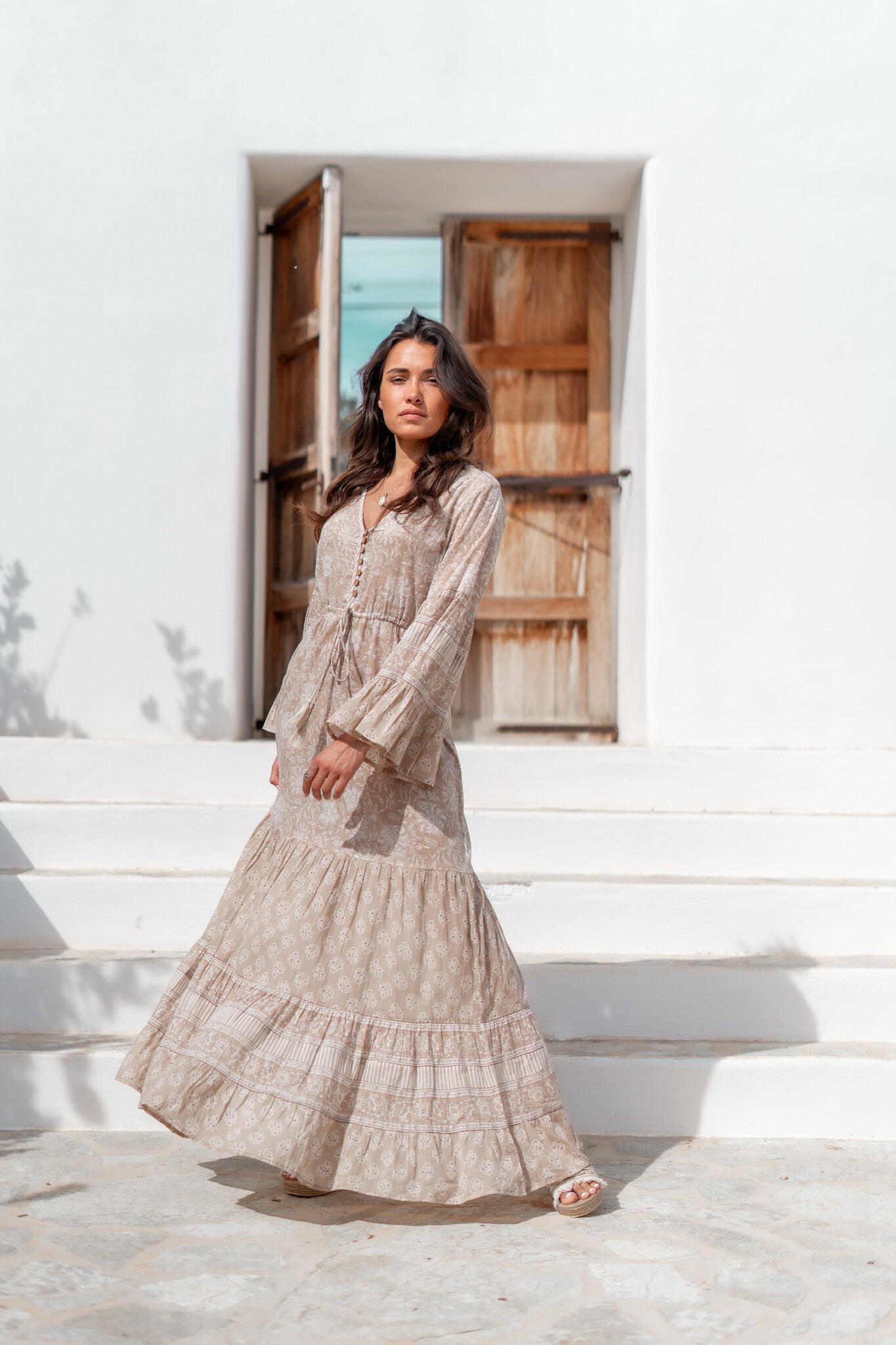 Bohemian jurk in natural van ibzmode, Brands of Ibiza