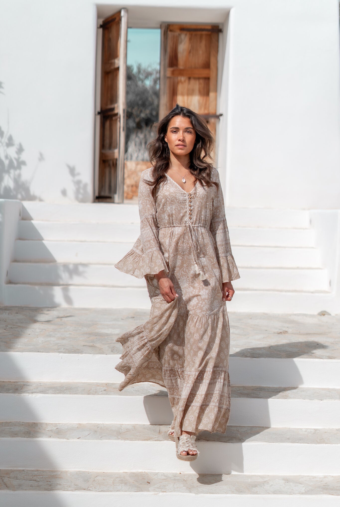 Bohemian jurk in natural van ibzmode, Brands of Ibiza