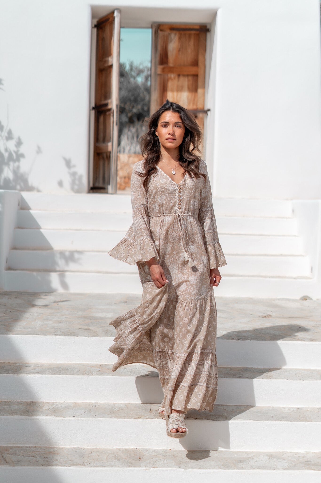 Bohemian jurk in natural van ibzmode, Brands of Ibiza