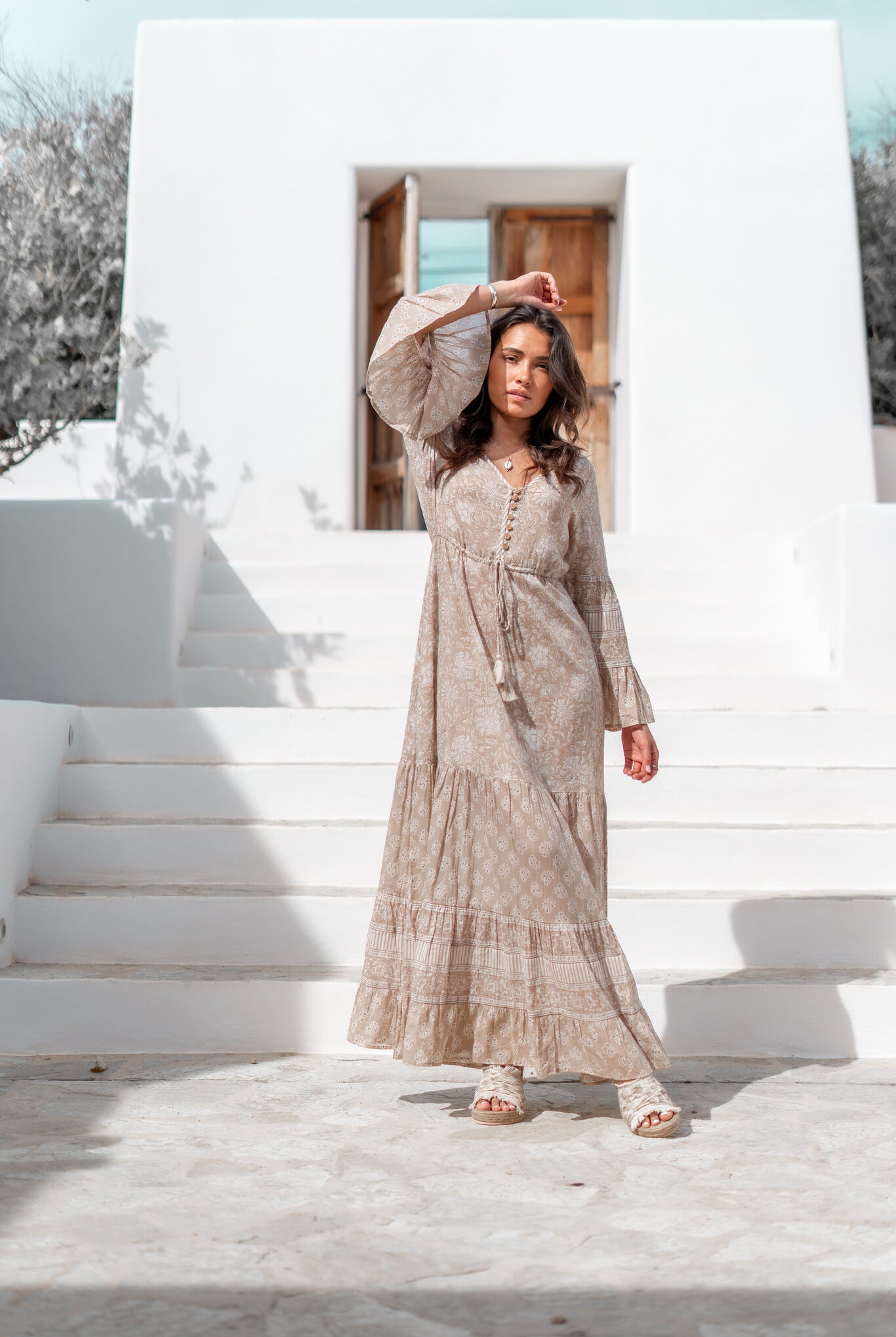 Bohemian jurk in natural van ibzmode, Brands of Ibiza