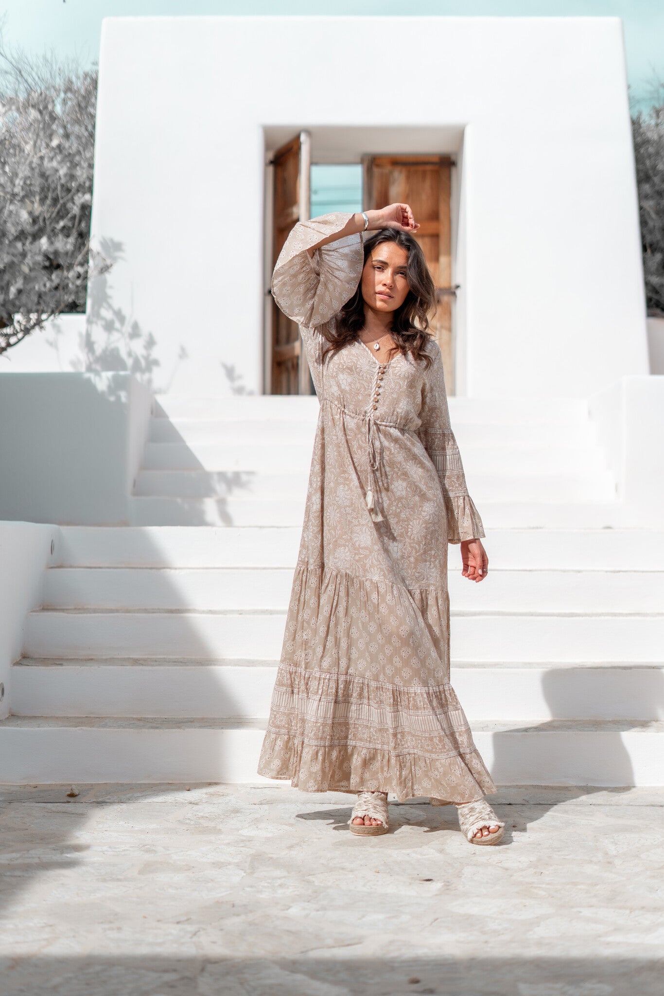 Bohemian jurk in natural van ibzmode, Brands of Ibiza