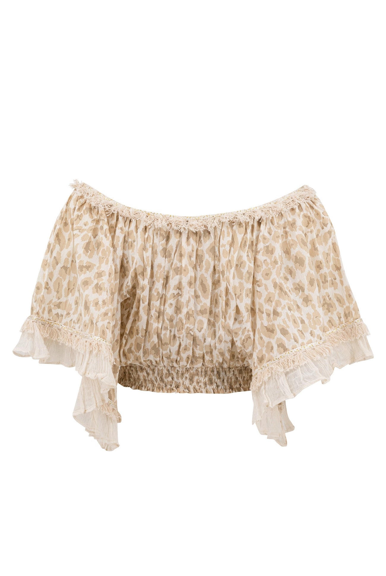 Bohemian top in leopard natural van ibzmode, Brands of Ibiza