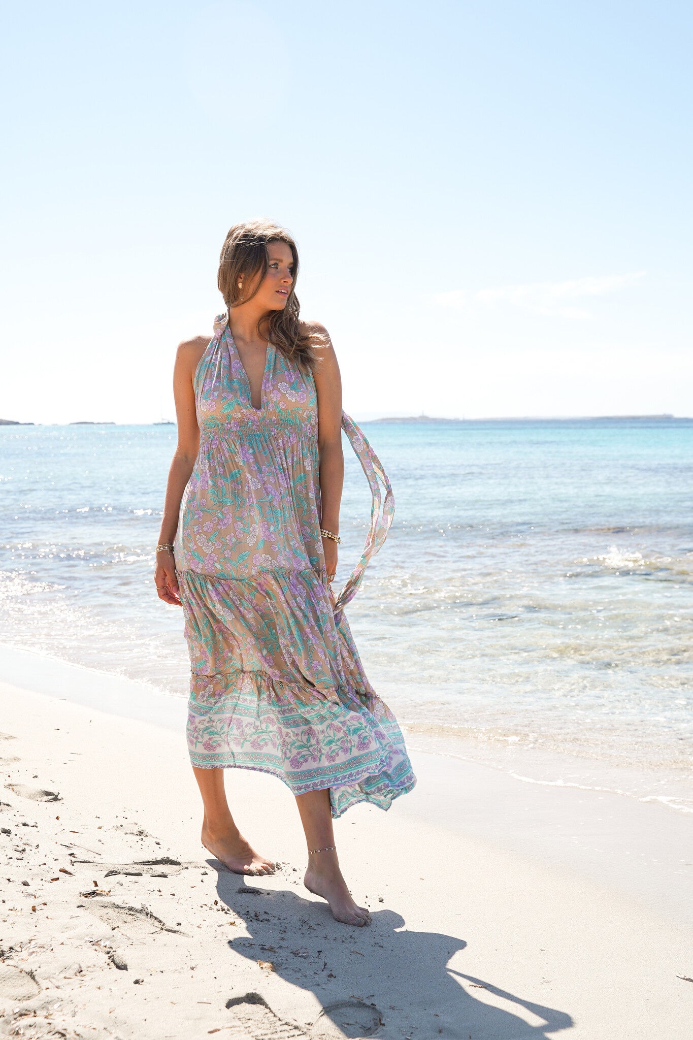 Bohemian jurk in beige van ibzmode, Brands of Ibiza