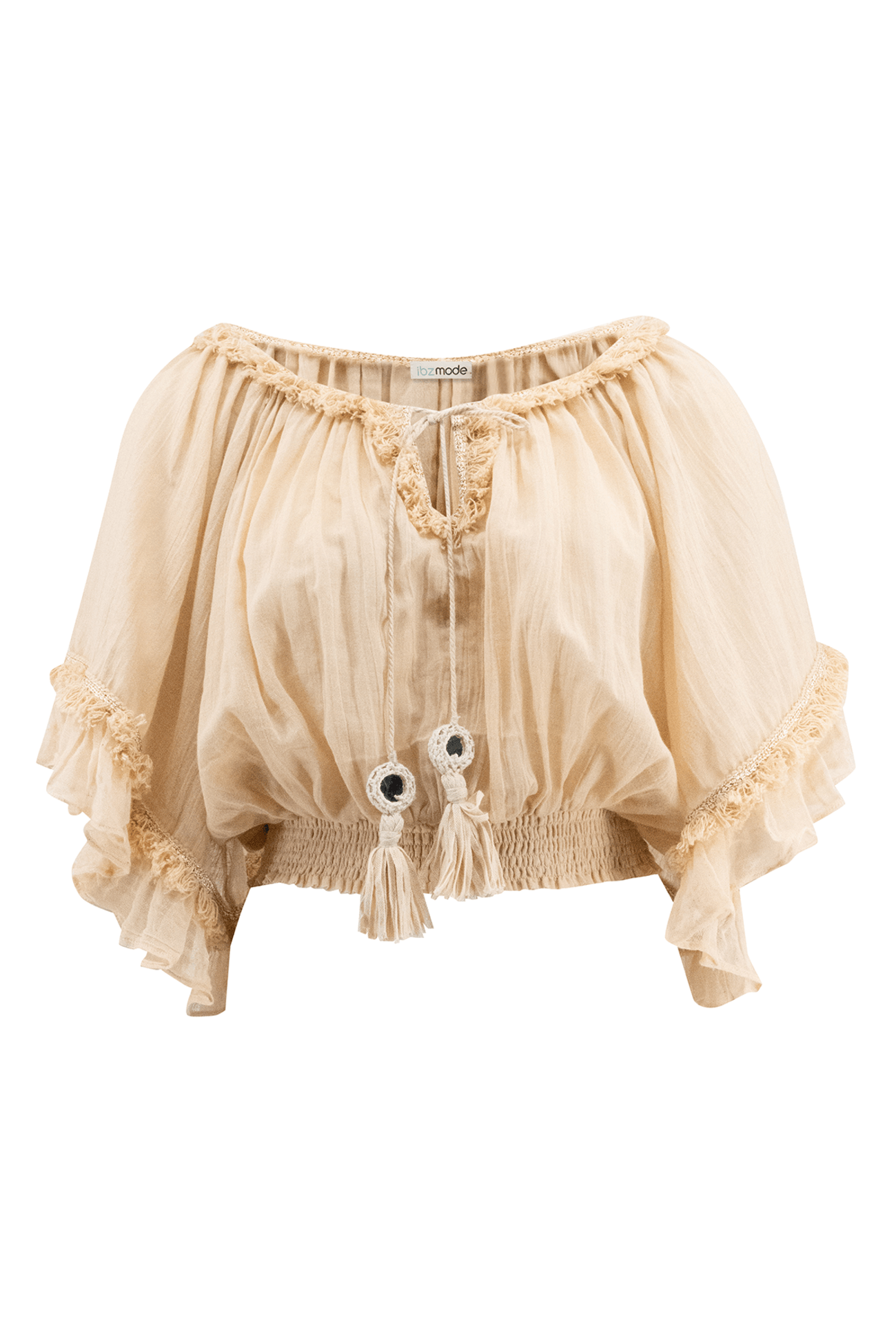 Bohemian top in peach van ibzmode, Brands of Ibiza