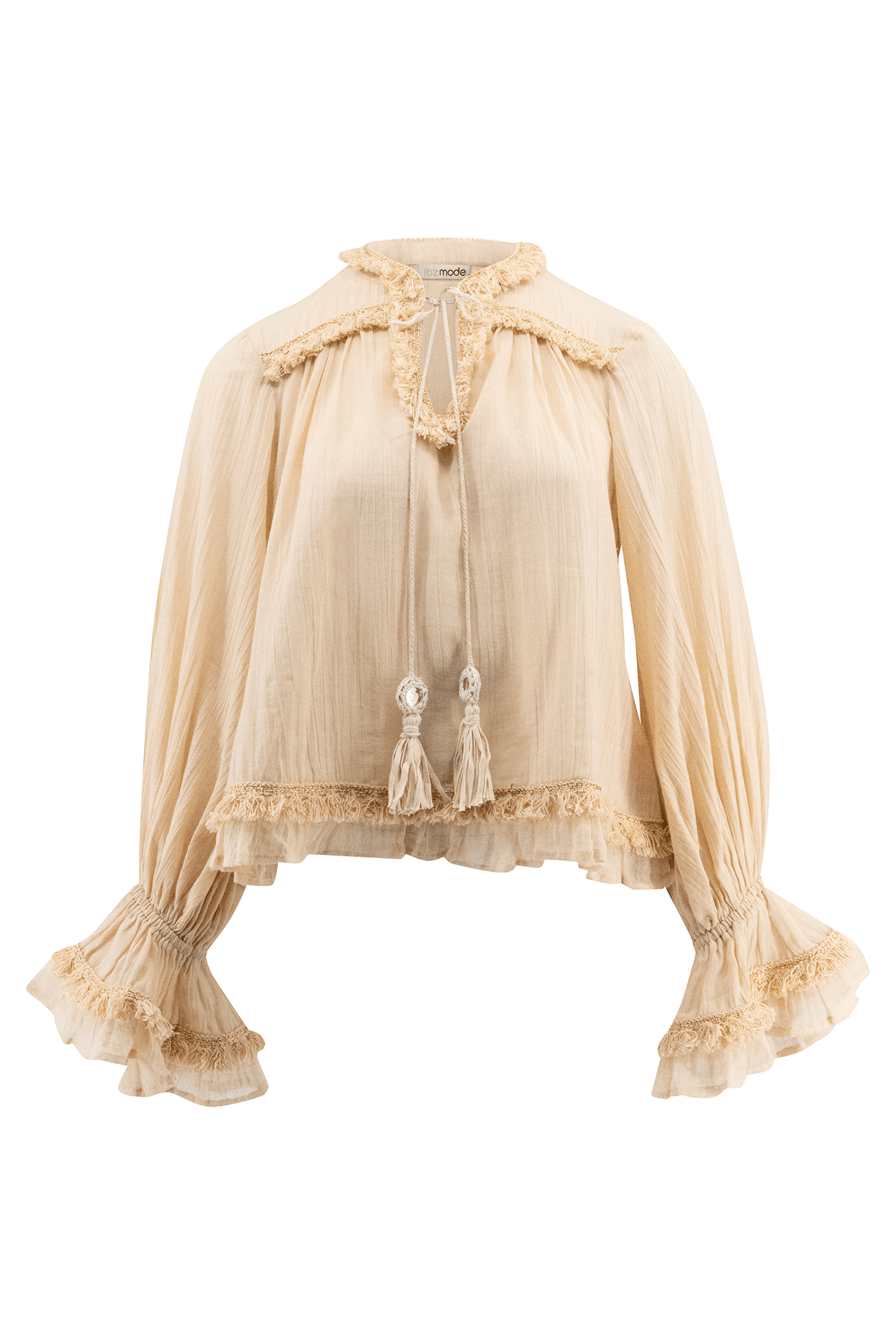Bohemian blouse in peach van ibzmode, Brands of Ibiza