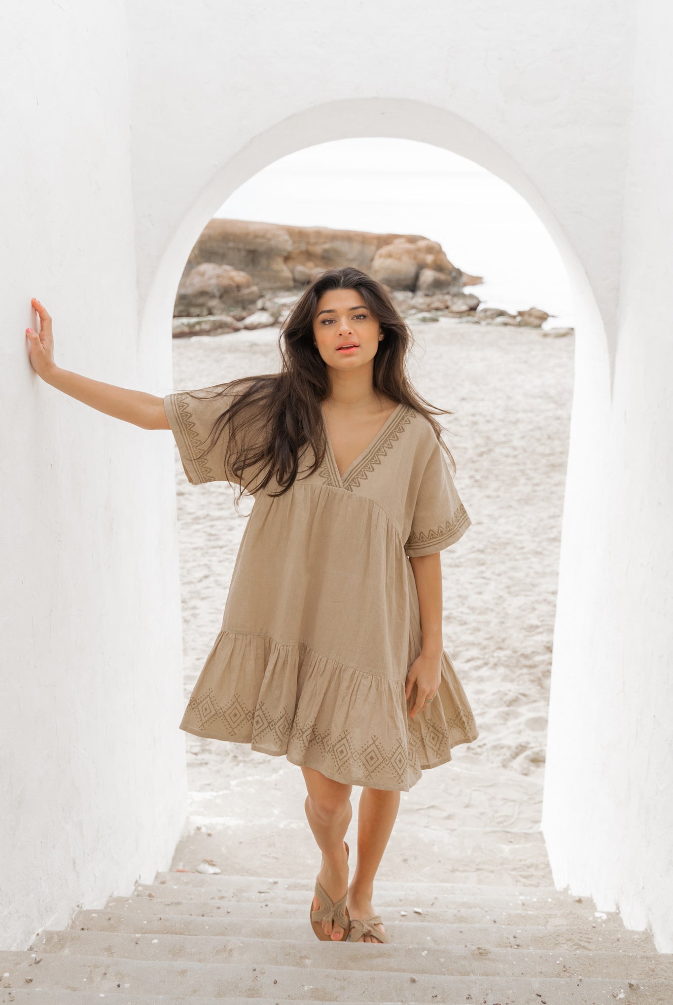 Bohemian dress in sand from ibzmode, Brands of Ibiza