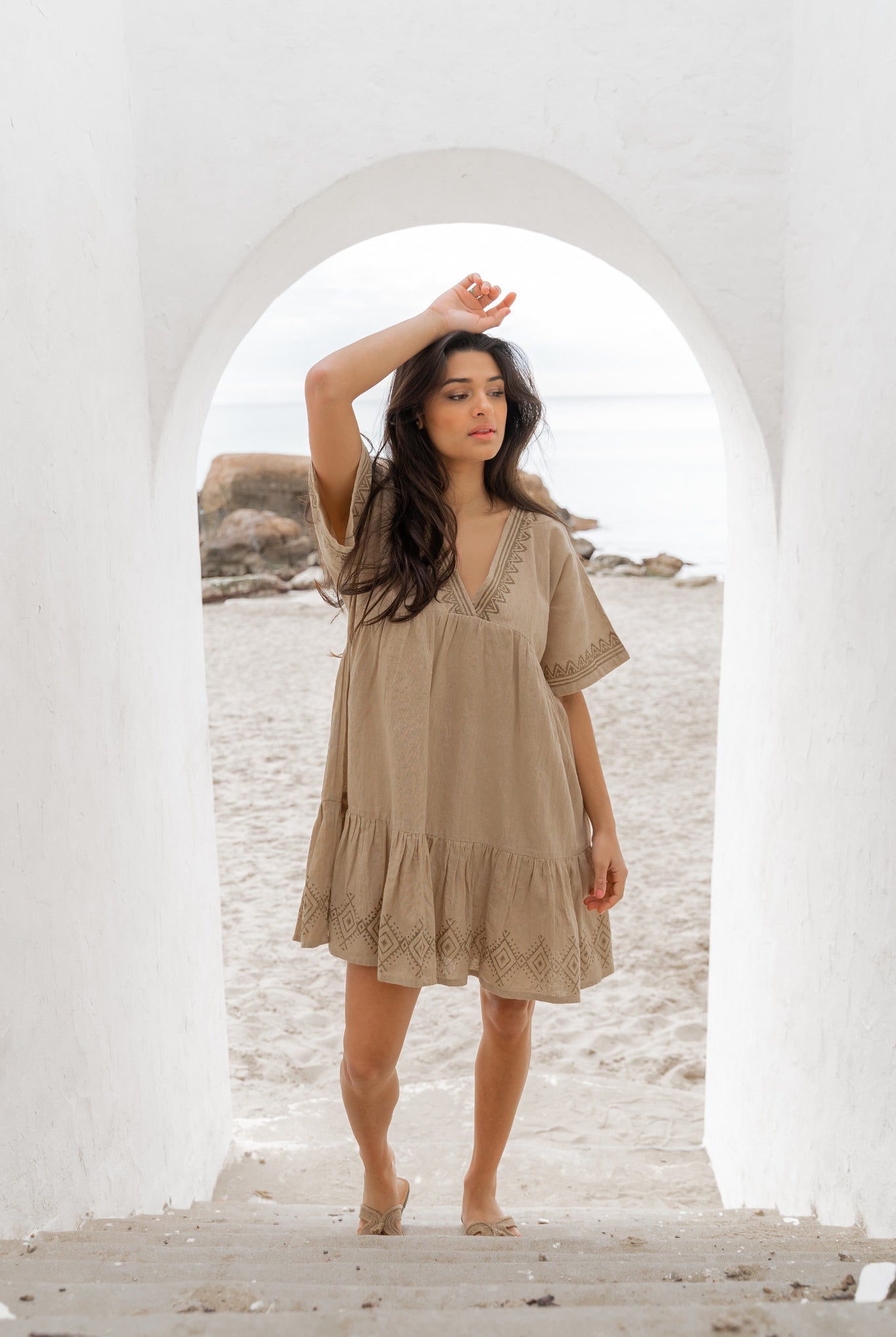 Bohemian dress in sand from ibzmode, Brands of Ibiza