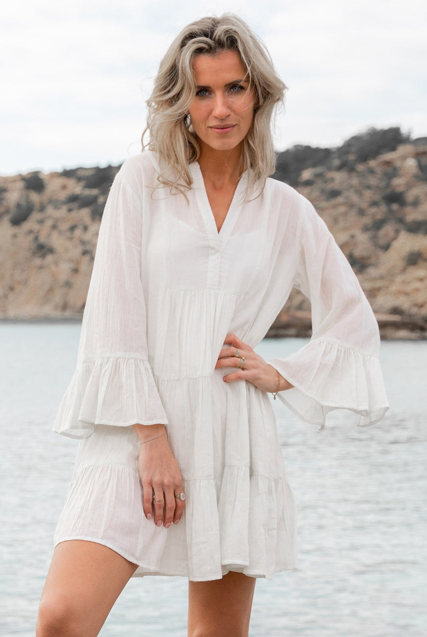 Bohemian dress in ivory from ibzmode, Brands of Ibiza