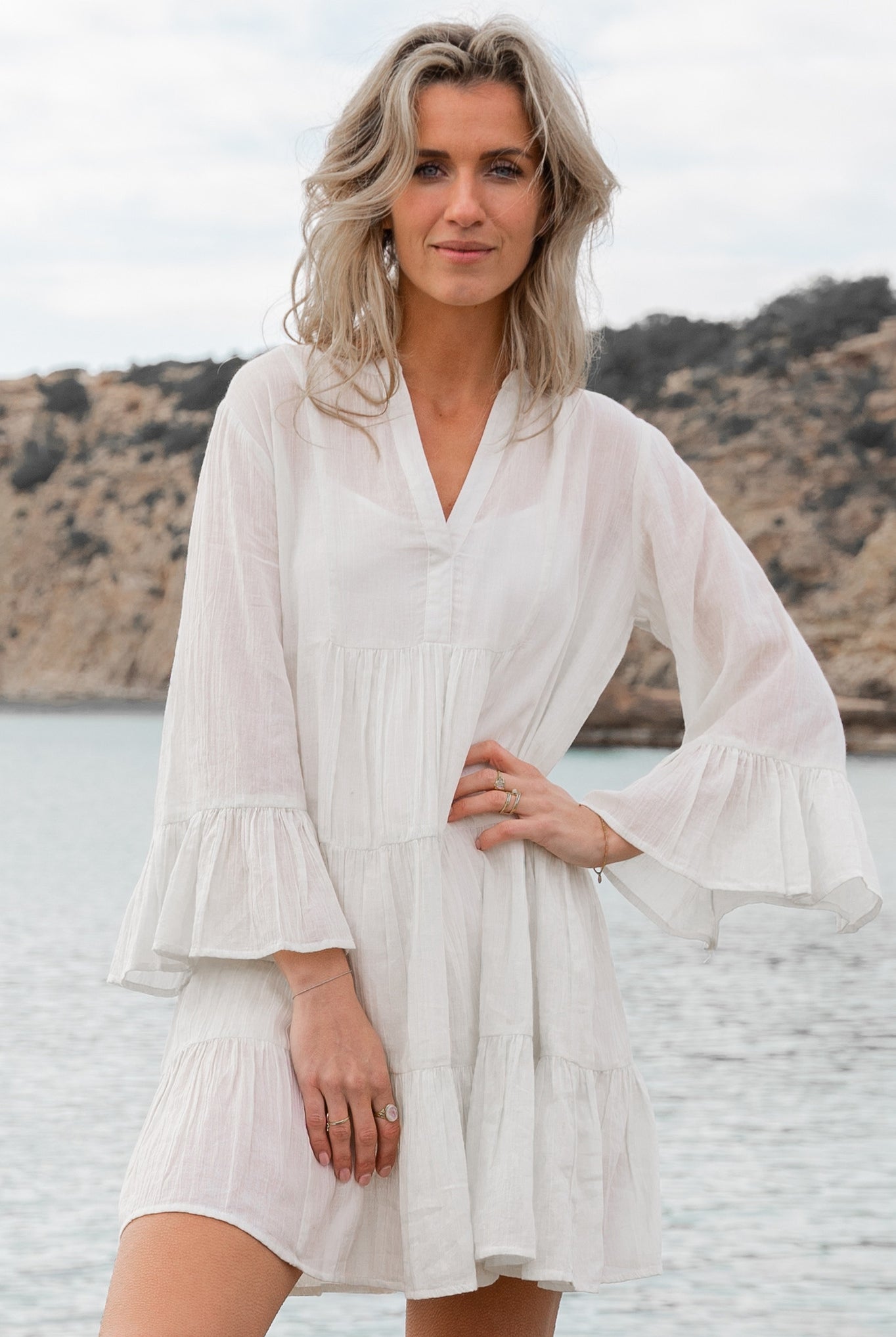 Bohemian dress in ivory from ibzmode, Brands of Ibiza